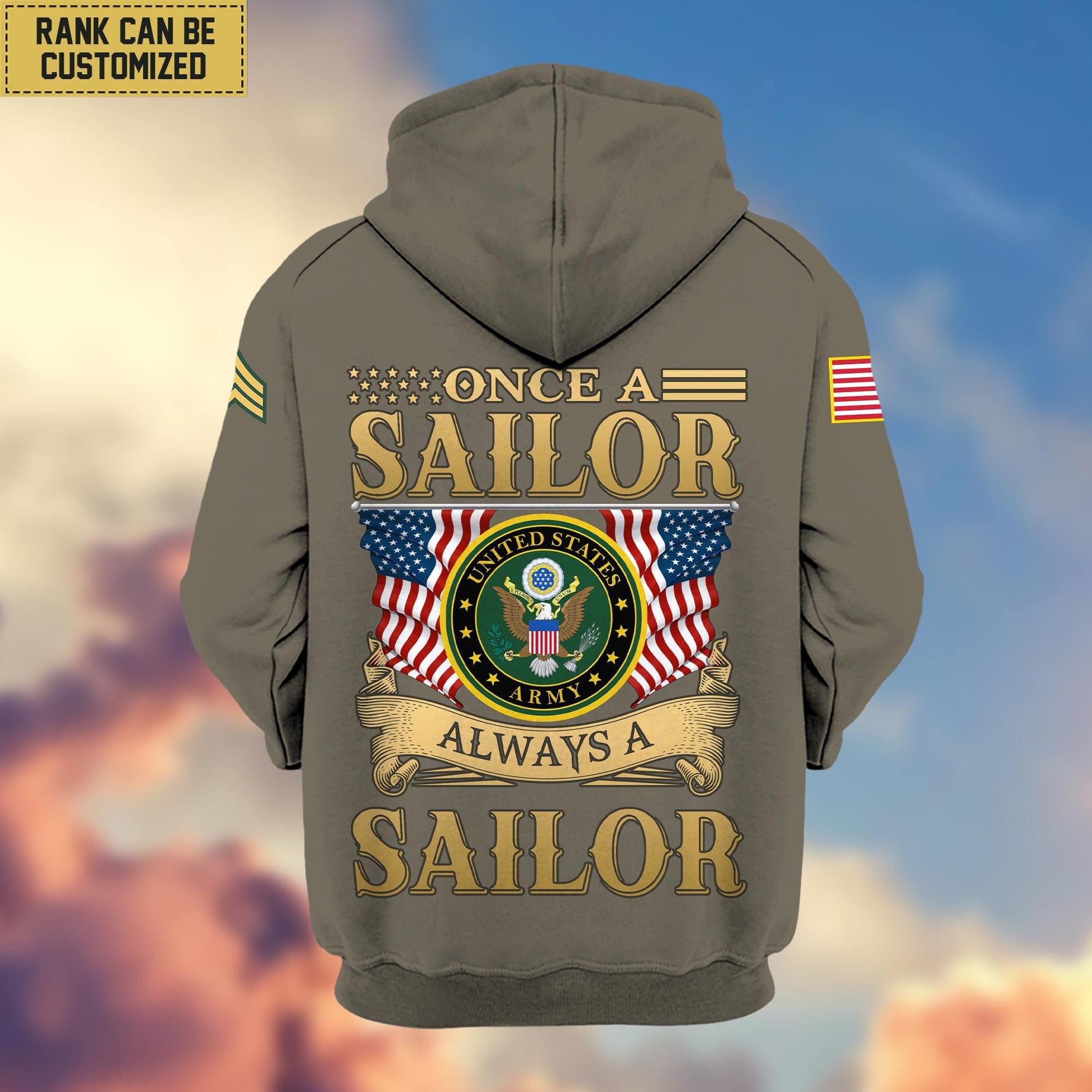 Premium Custom Name, Rank US Army Veteran Zip Hoodie VPVC606210, Gifts For Army Veteran