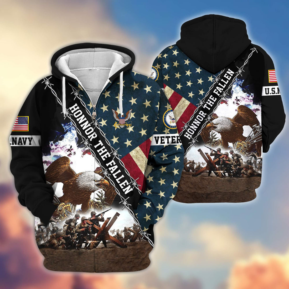 Premium US Navy Veteran Zip Hoodie VPVC606302, Gifts For Navy Veteran