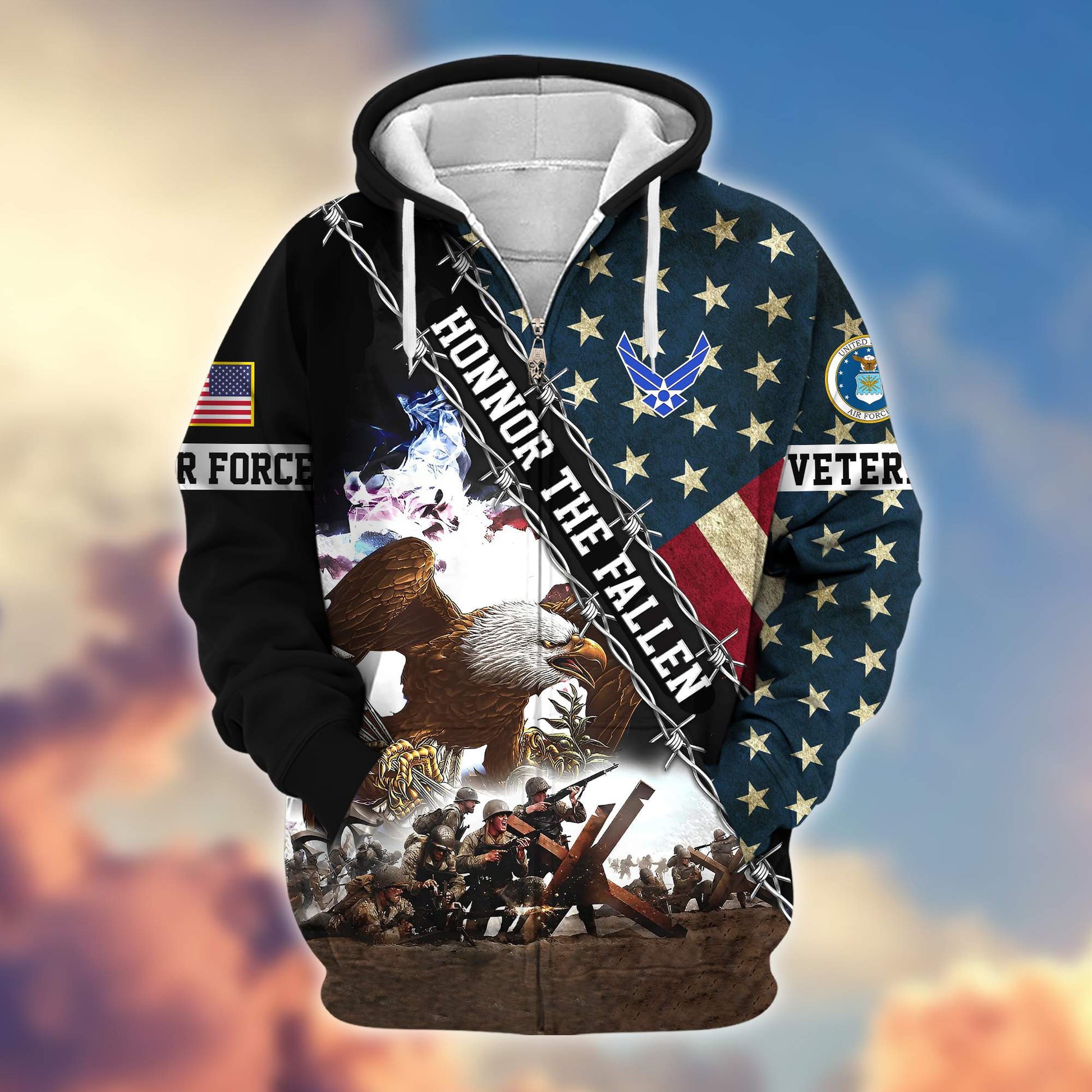 Premium USAF Veteran Zip Hoodie VPVC606304, Gifts For Air Force Veteran