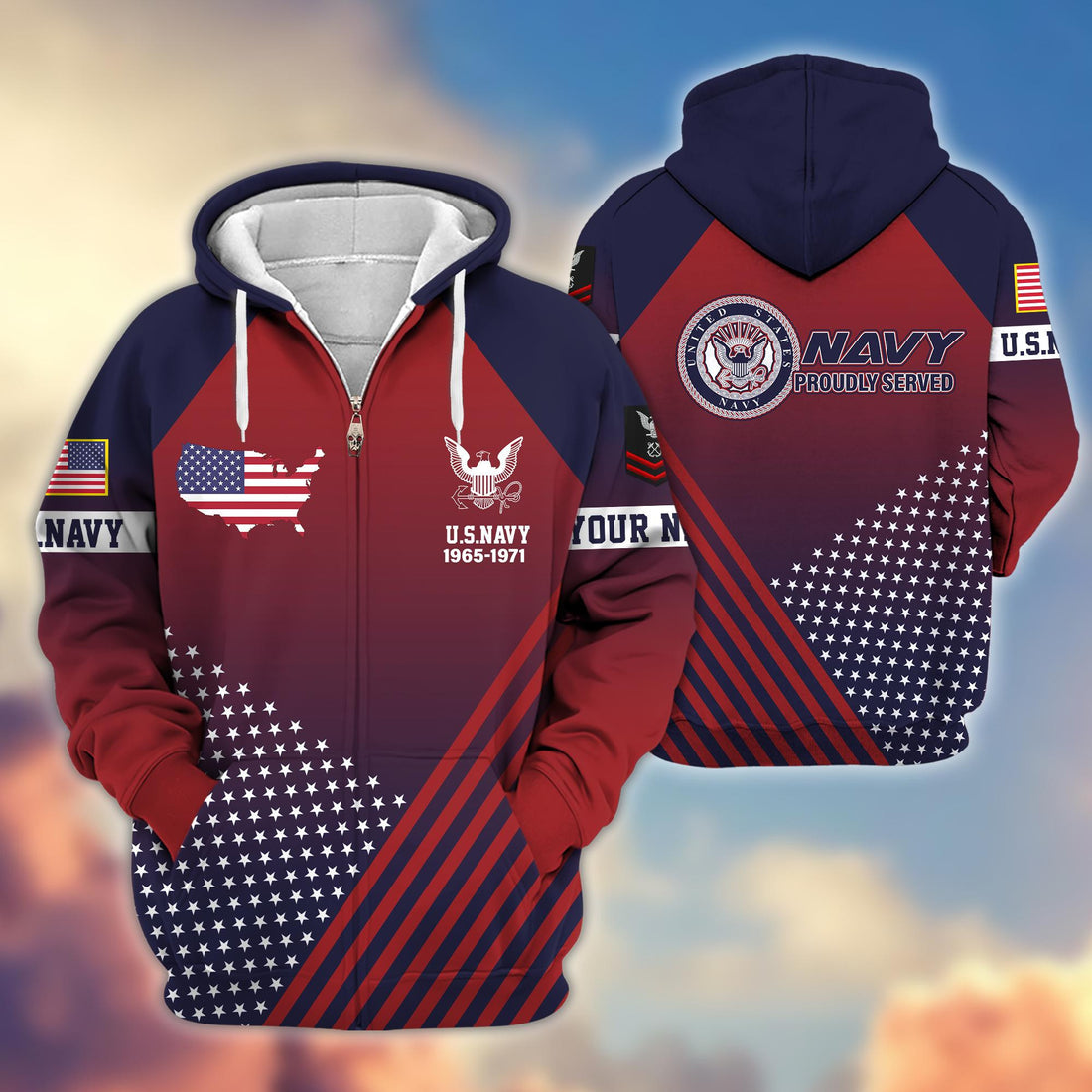 Premium Custom Name, Rank US Navy Veteran Zip Hoodie VPVC606502, Gifts For Navy Veteran