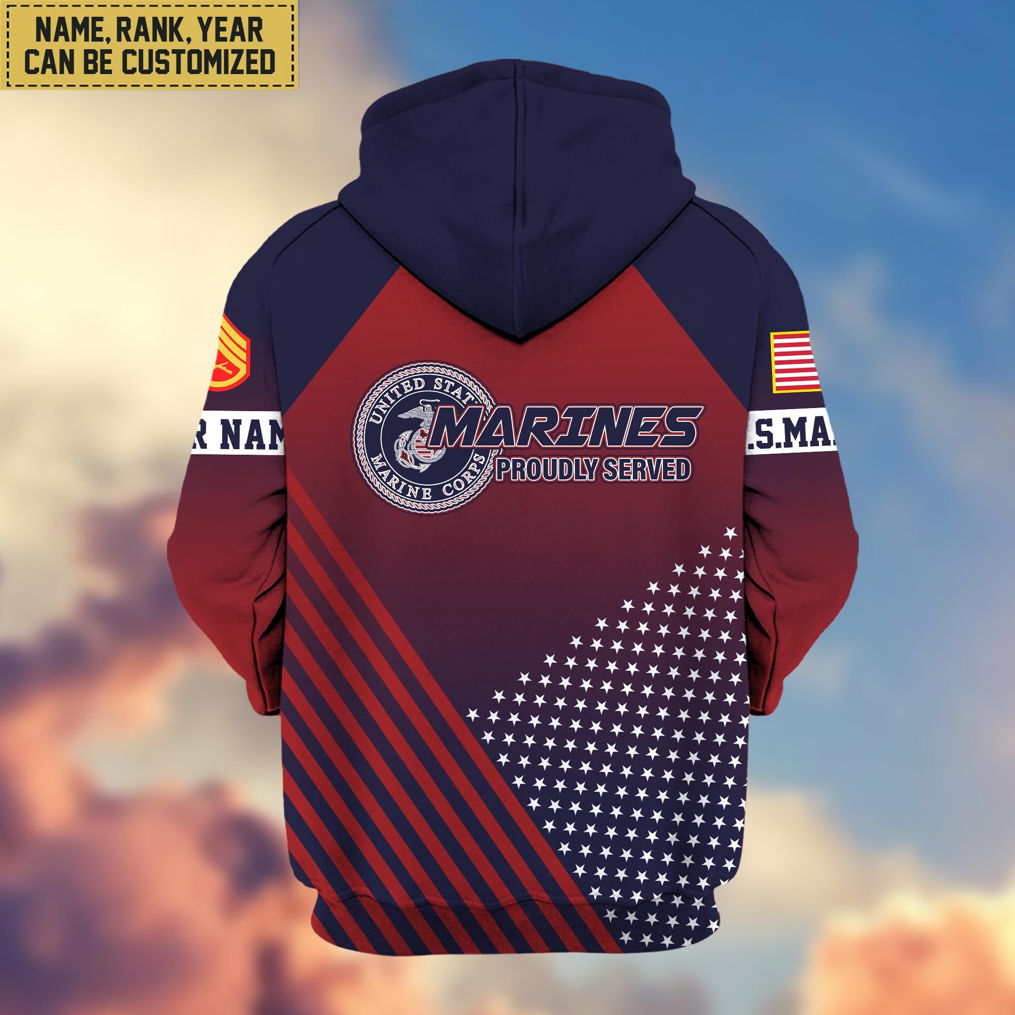 Premium Custom Name, Rank USMC Veteran Zip Hoodie VPVC606503, Gifts For Marine Veteran