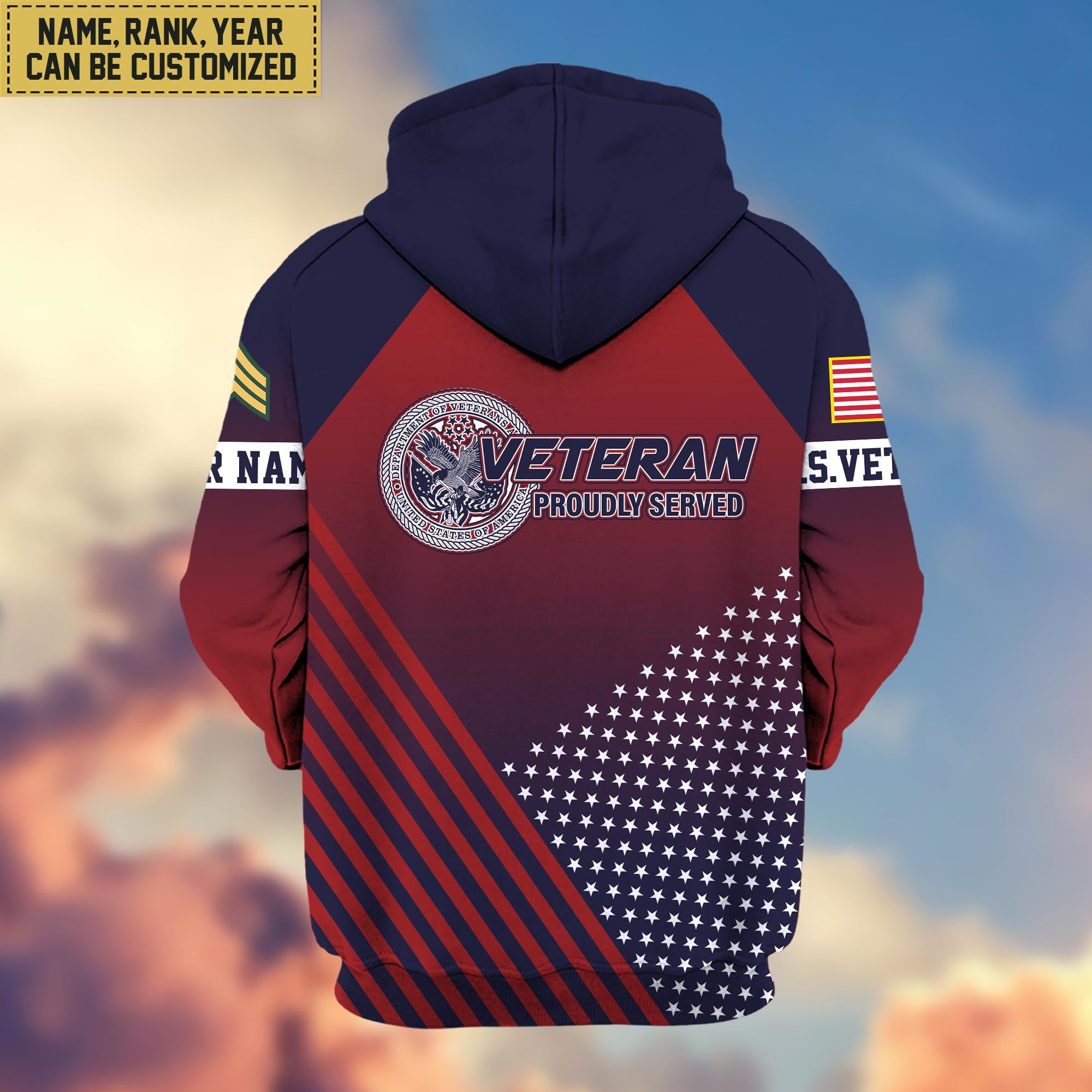 Premium Custom Name, Rank US Veteran Zip Hoodie VPVC606507, Gifts For US Veteran