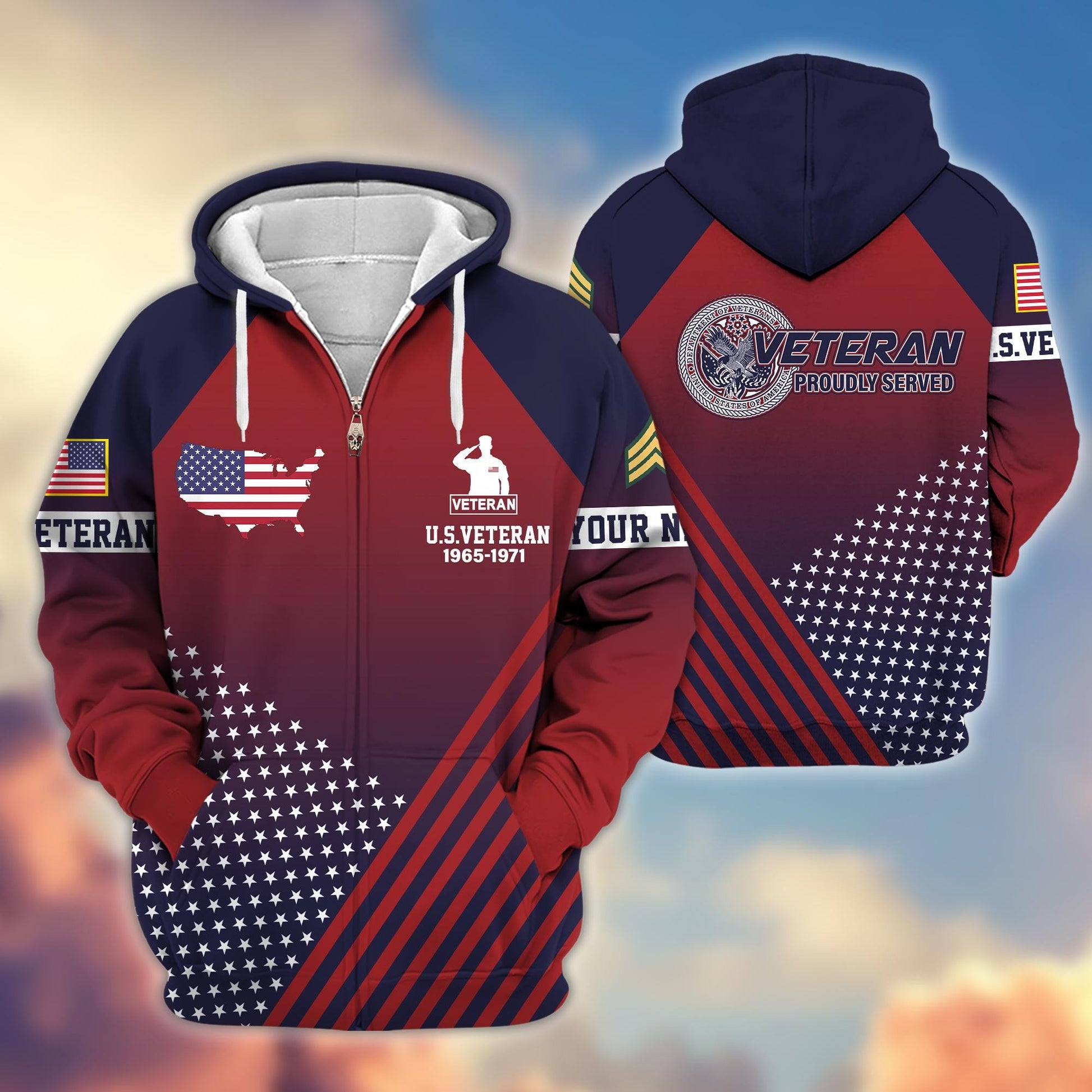 Premium Custom Name, Rank US Veteran Zip Hoodie VPVC606507, Gifts For US Veteran