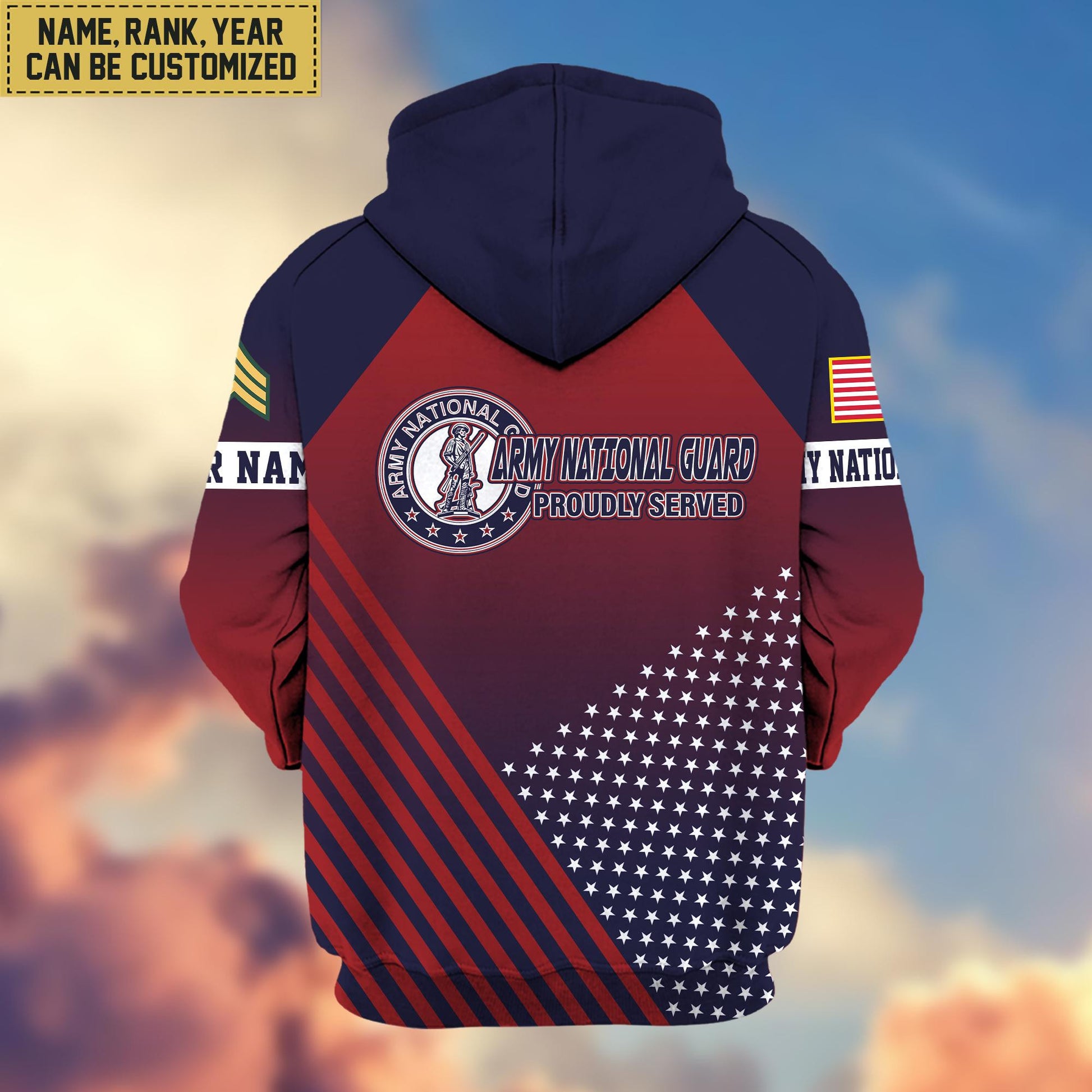 Premium Custom Name, Rank Army National Guard Veteran Zip Hoodie VPVC606508, Gifts For Army National Guard Veteran