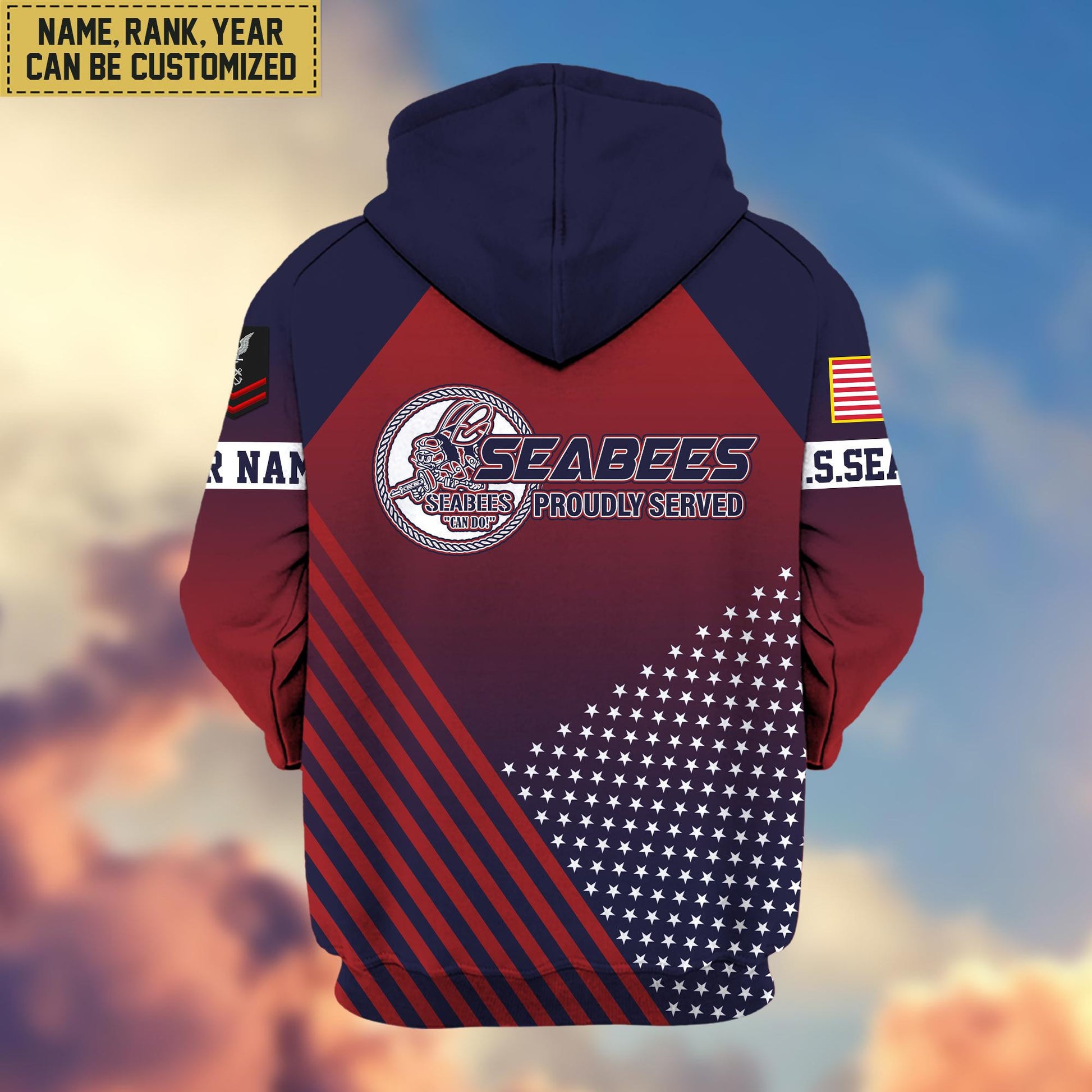 Premium Custom Name, Rank US Seabees Veteran Zip Hoodie VPVC606509, Gifts For Seabees Veteran