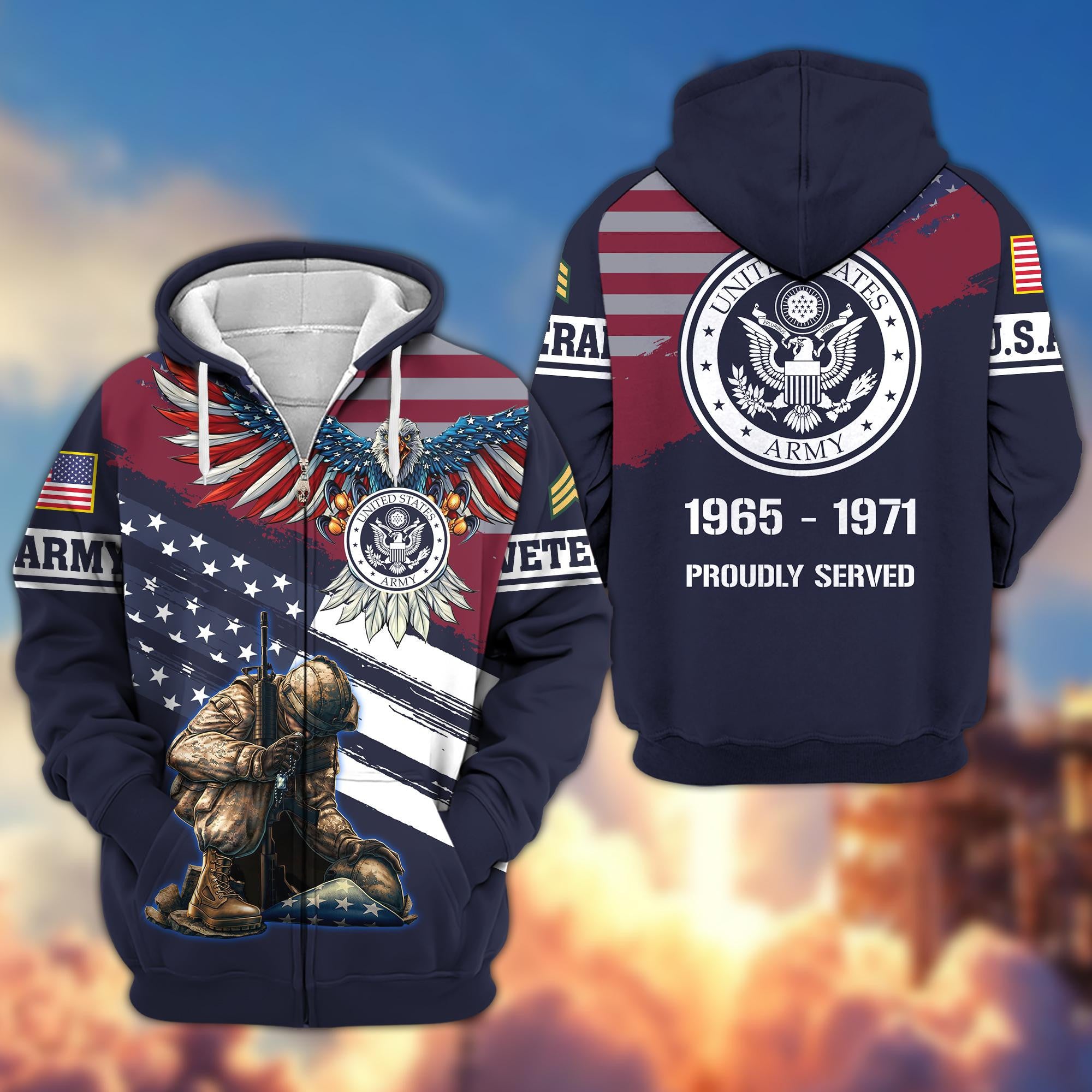 Premium Custom US Army Veteran Zip Hoodie VPVC606701, Gifts For Army Veteran