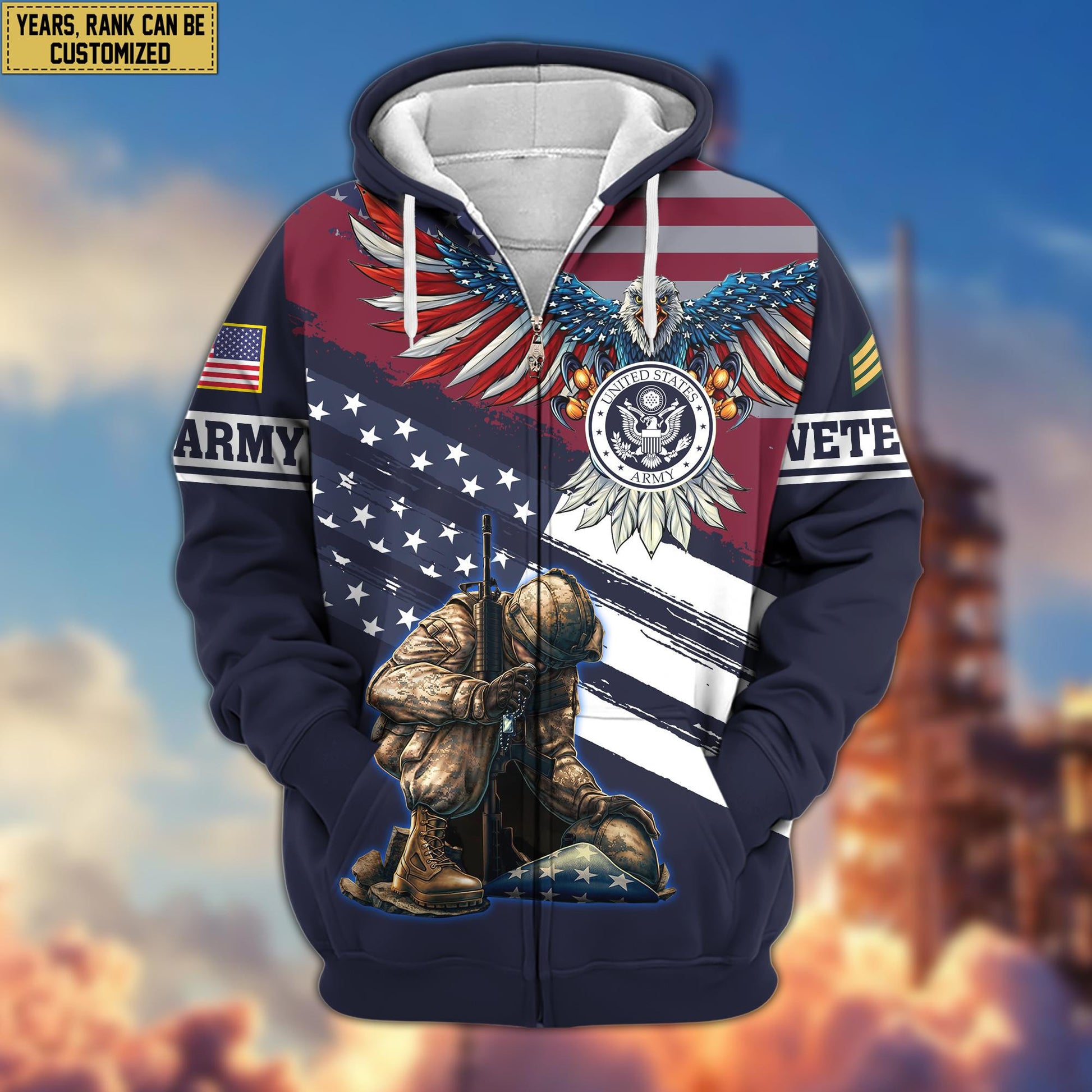 Premium Custom US Army Veteran Zip Hoodie VPVC606701, Gifts For Army Veteran