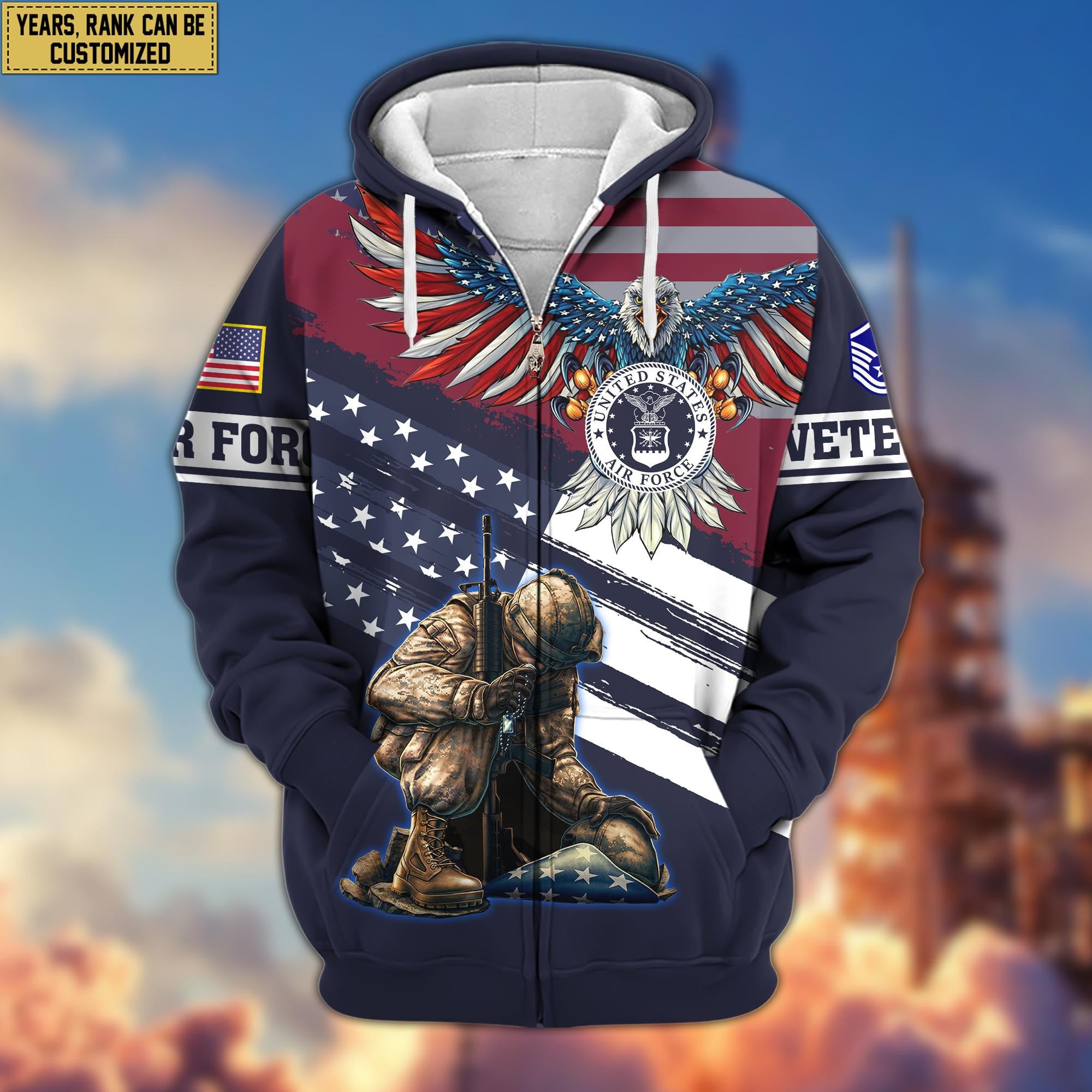 Premium Custom USAF Veteran Zip Hoodie VPVC606704, Gifts For Air Force Veteran