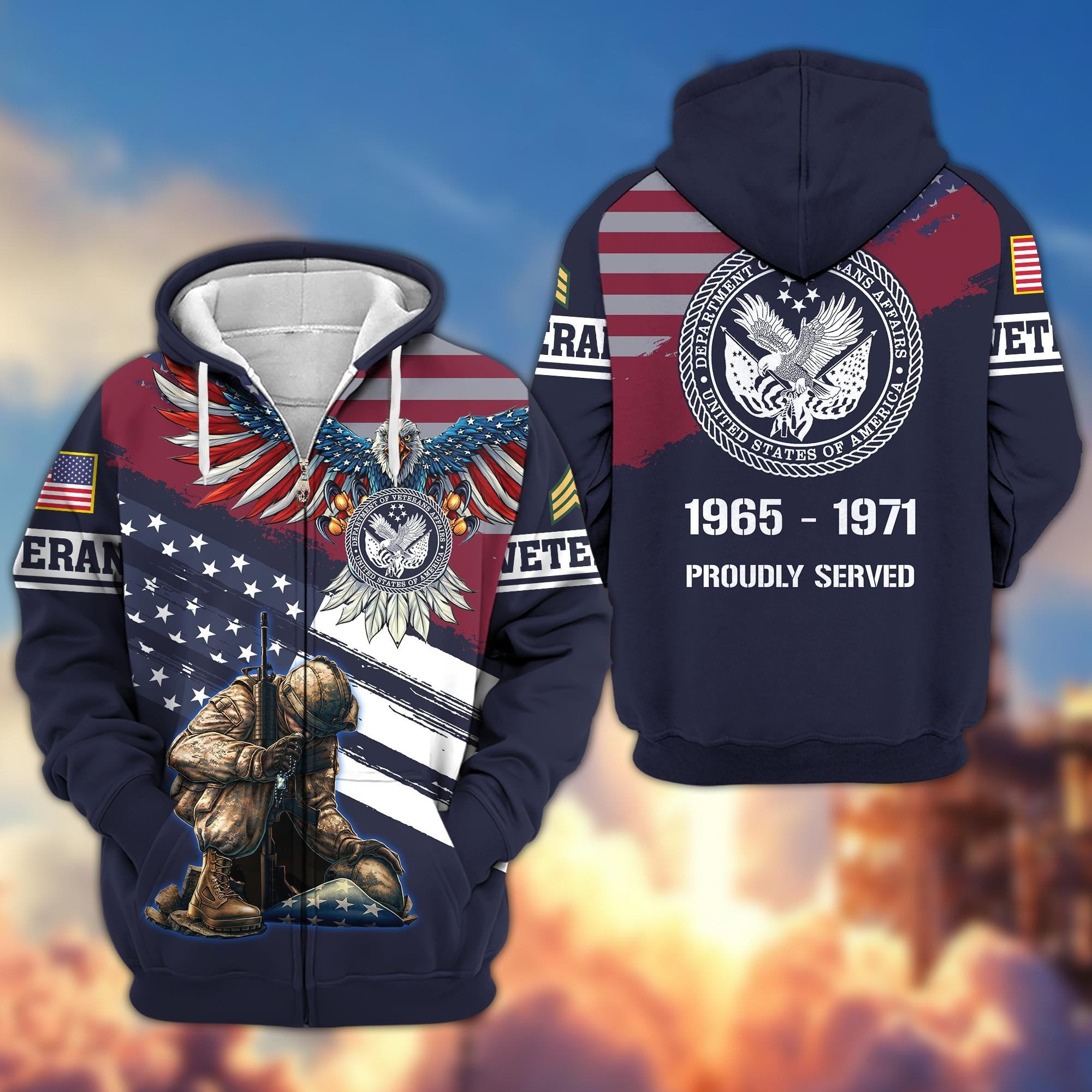 Premium Custom US Veteran Zip Hoodie VPVC606707, Gifts For US Veteran