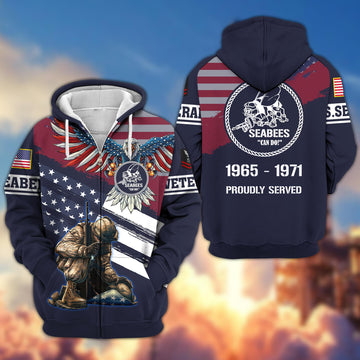 Premium Custom US Seabees Veteran Zip Hoodie VPVC606709, Gifts For Seabees Veteran