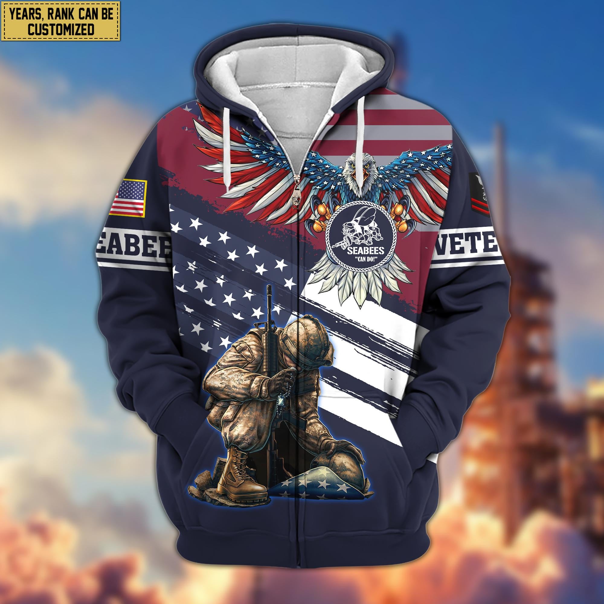 Premium Custom US Seabees Veteran Zip Hoodie VPVC606709, Gifts For Seabees Veteran