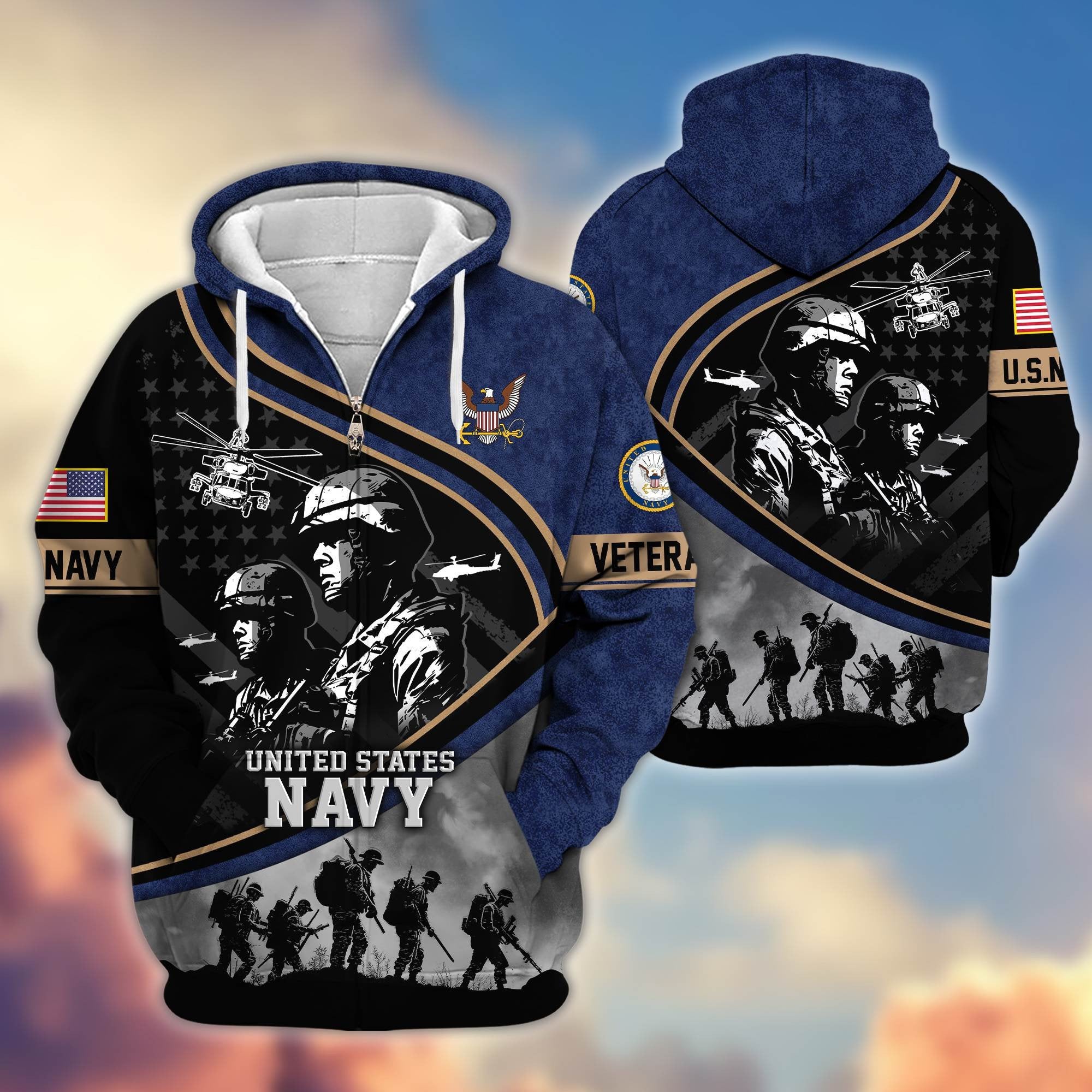 Premium Honoring All Who Served US Veterans Zip Hoodie APHN051112, Gifts For US Veterans