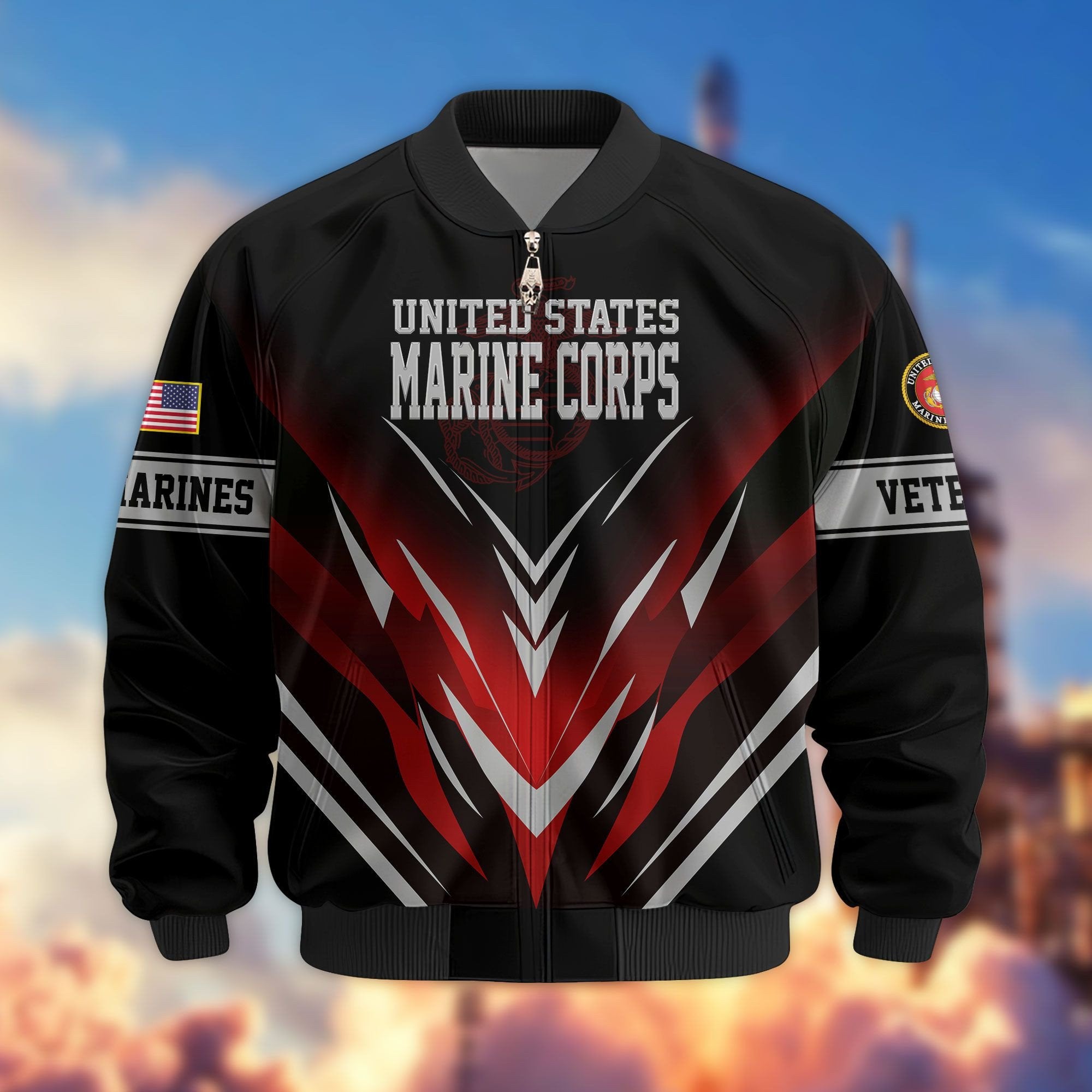 Premium Respect The Flag US Veterans Bomber Jacket APHN061112, Gifts For US Veterans
