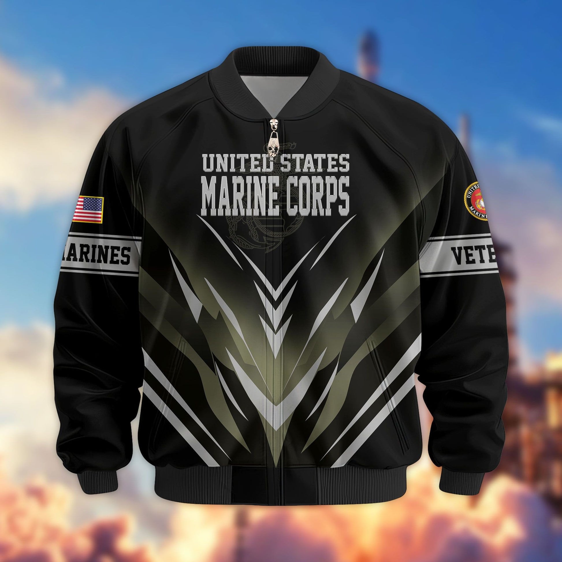 Premium Respect The Flag US Veterans Bomber Jacket APHN061112, Gifts For US Veterans