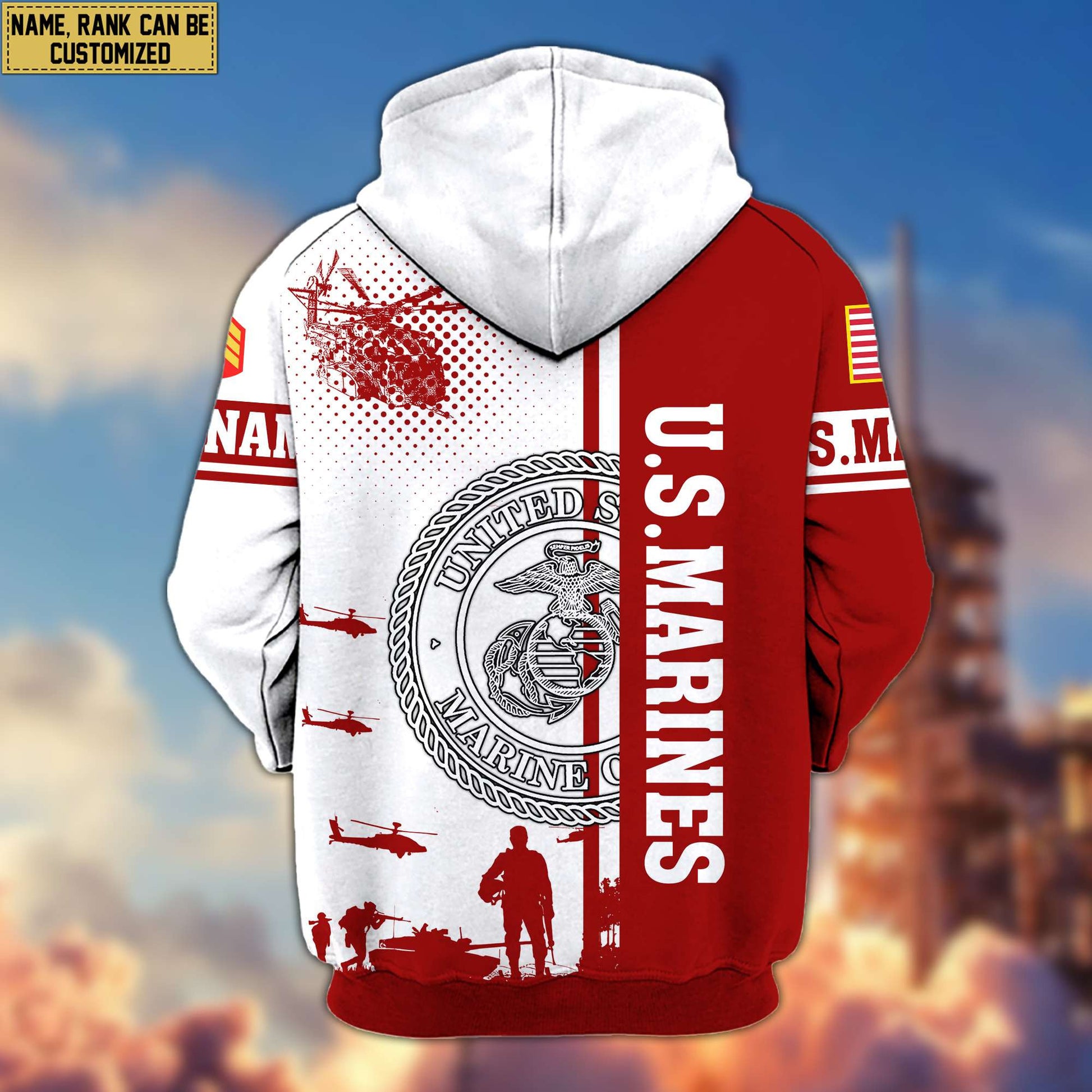 Premium Custom USMC Veteran Zip Hoodie VPVC607003, Gifts For Marine Veteran