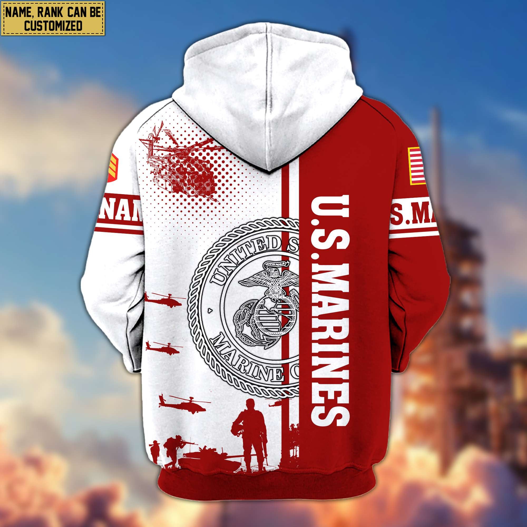 Premium Custom USMC Veteran Zip Hoodie VPVC607003, Gifts For Marine Veteran