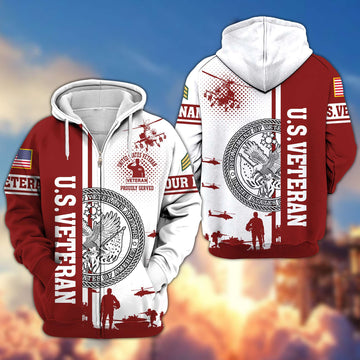 Premium Custom US Veteran Zip Hoodie VPVC607007, Gifts For US Veteran