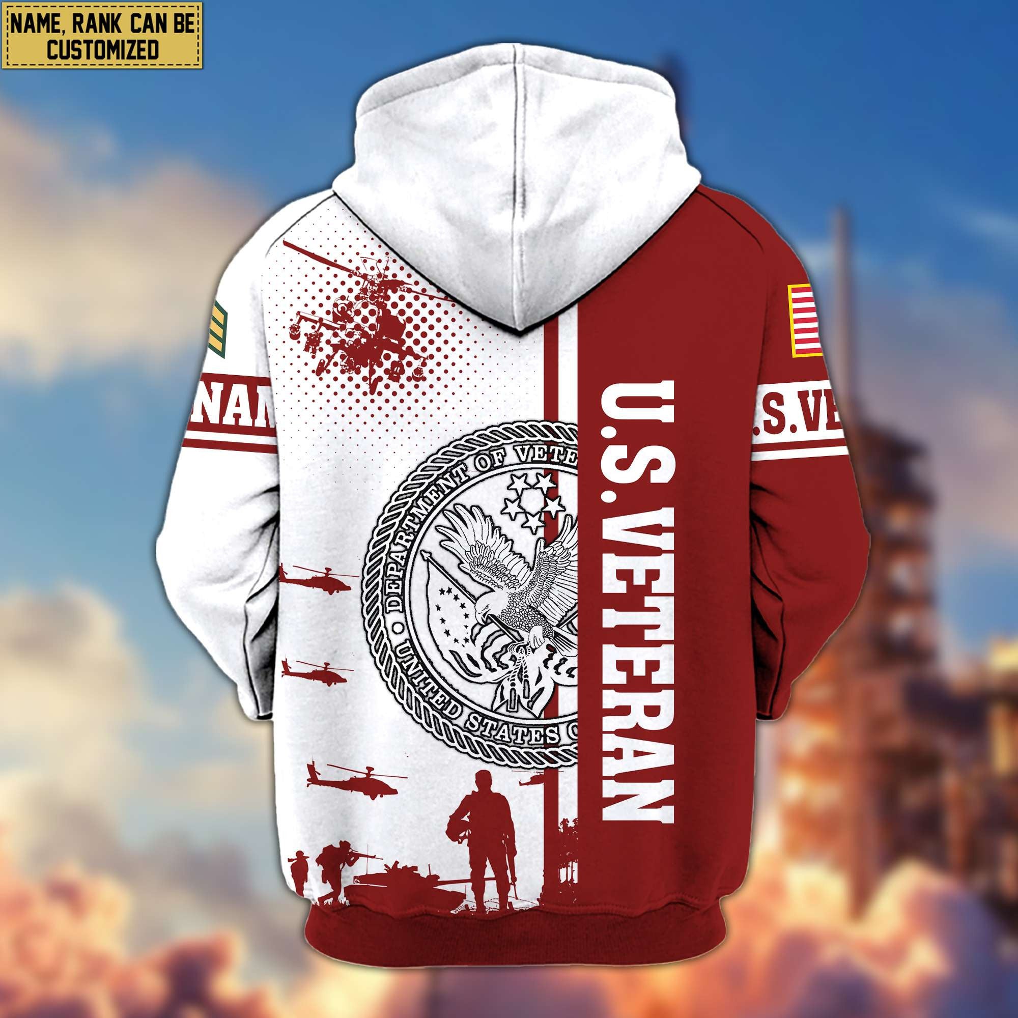 Premium Custom US Veteran Zip Hoodie VPVC607007, Gifts For US Veteran