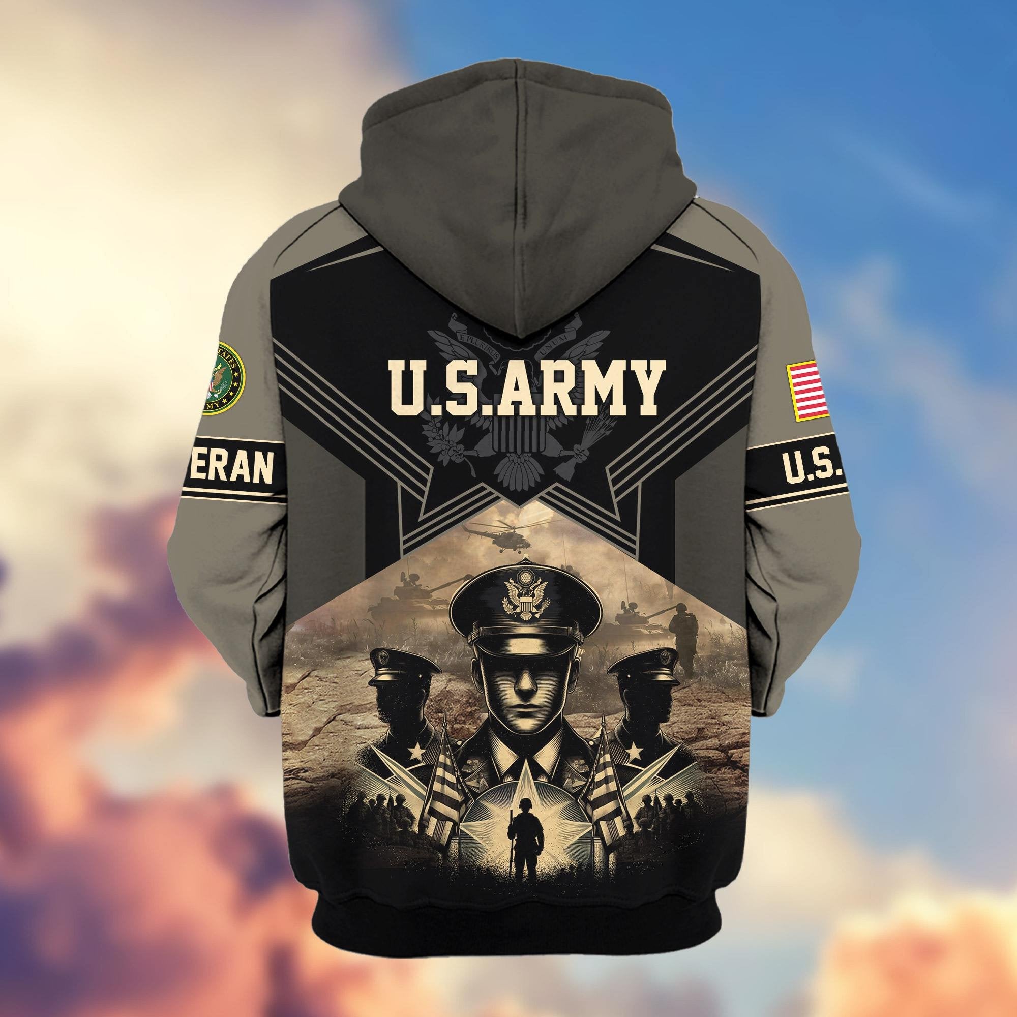 Premium Proudly Served US Veterans Zip Hoodie APHN121102, Gifts For US Veterans