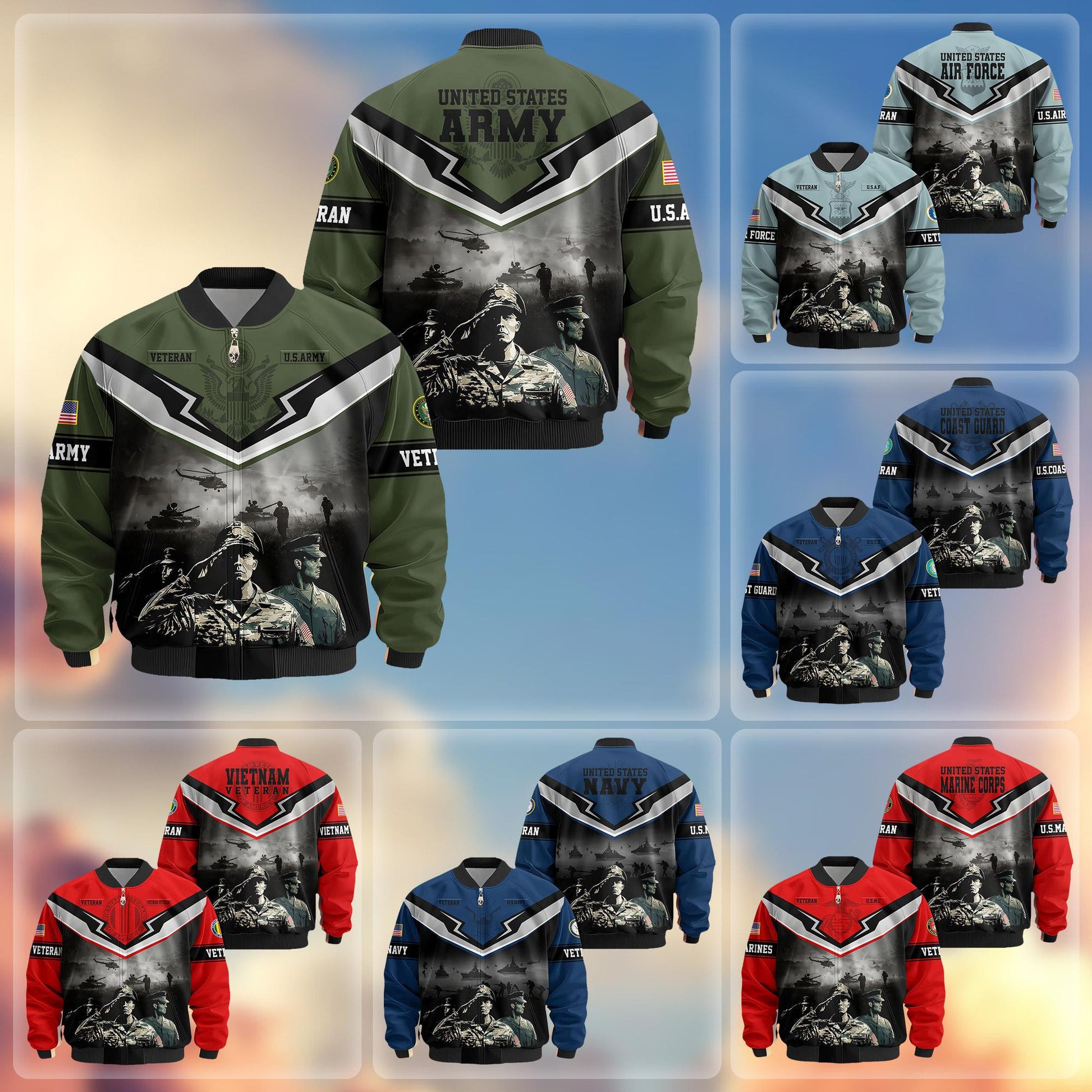 Premium Honoring All Who Served US Veterans Bomber Jacket APHN071114, Gifts For US Veterans