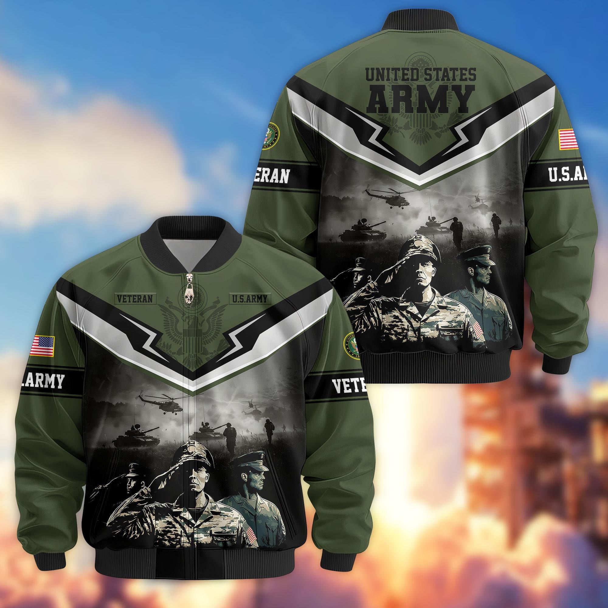 Premium Honoring All Who Served US Veterans Bomber Jacket APHN071114, Gifts For US Veterans