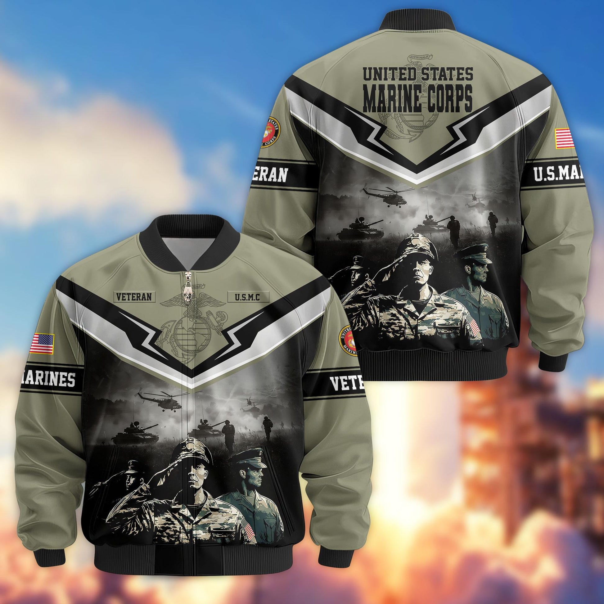 Premium Honoring All Who Served US Veterans Bomber Jacket APHN071114, Gifts For US Veterans