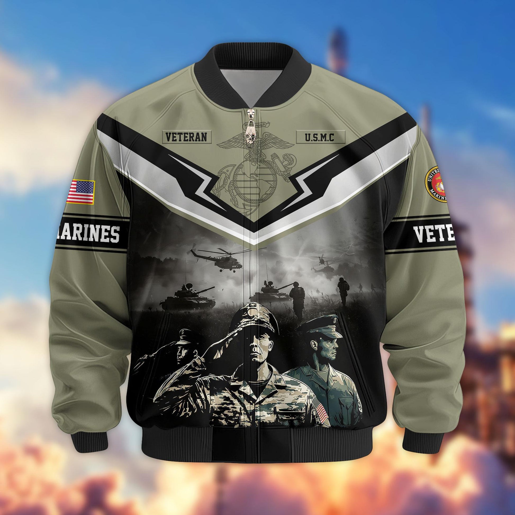 Premium Honoring All Who Served US Veterans Bomber Jacket APHN071114, Gifts For US Veterans