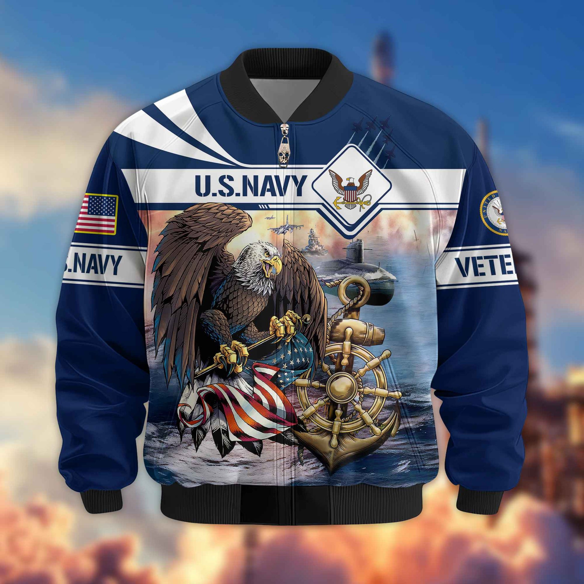 Premium US Navy Veteran Bomber Jacket BPVC021214