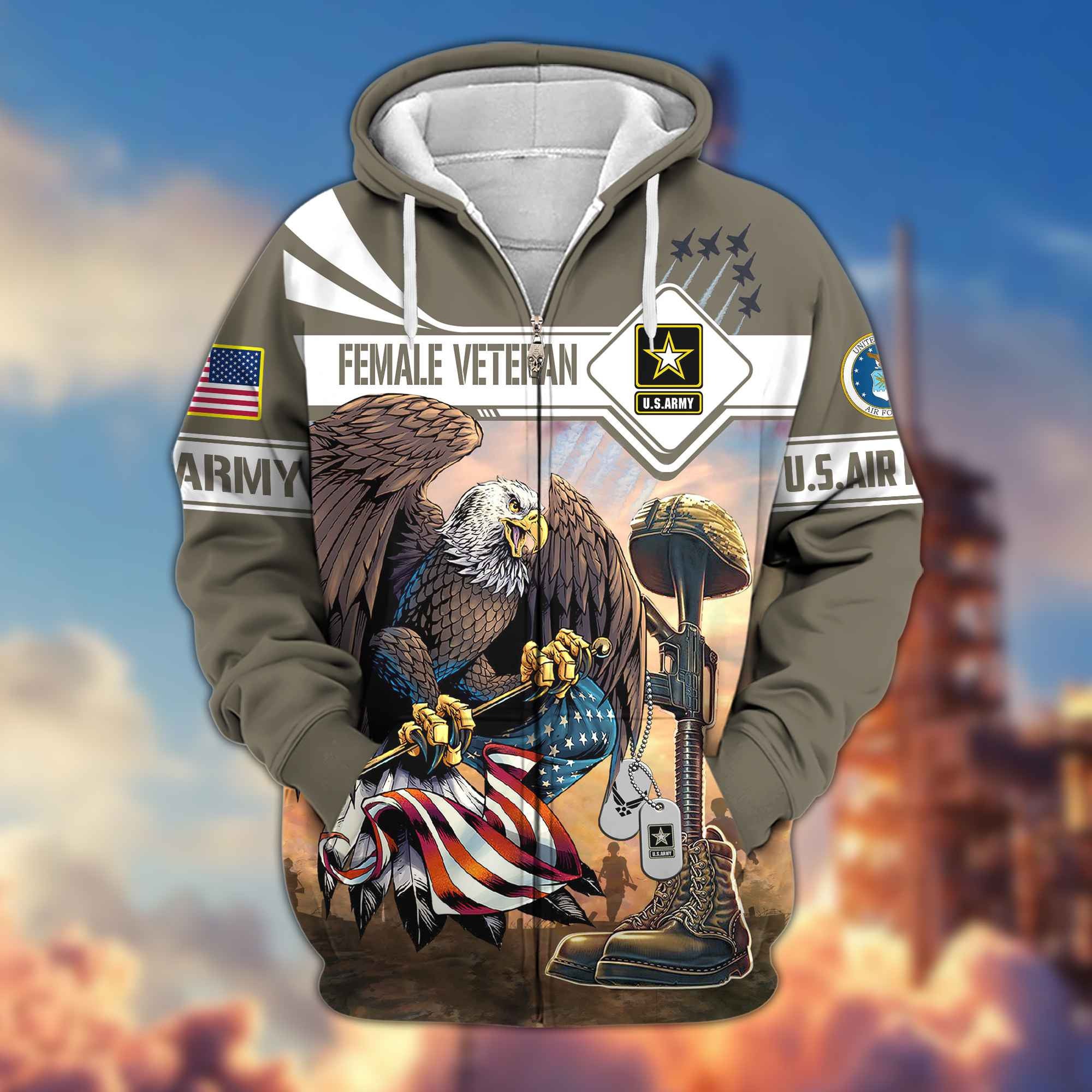 Premium US Female Veteran Zip Hoodie BPVC101210