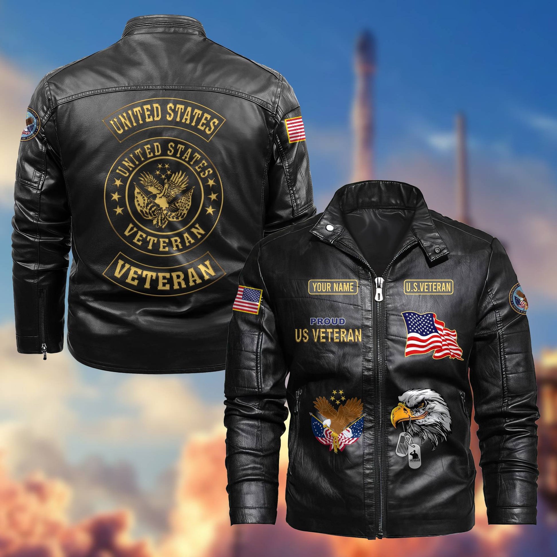 Premium Personalized US Veterans Leather Jackets BPVC231001, Gifts For US Veterans