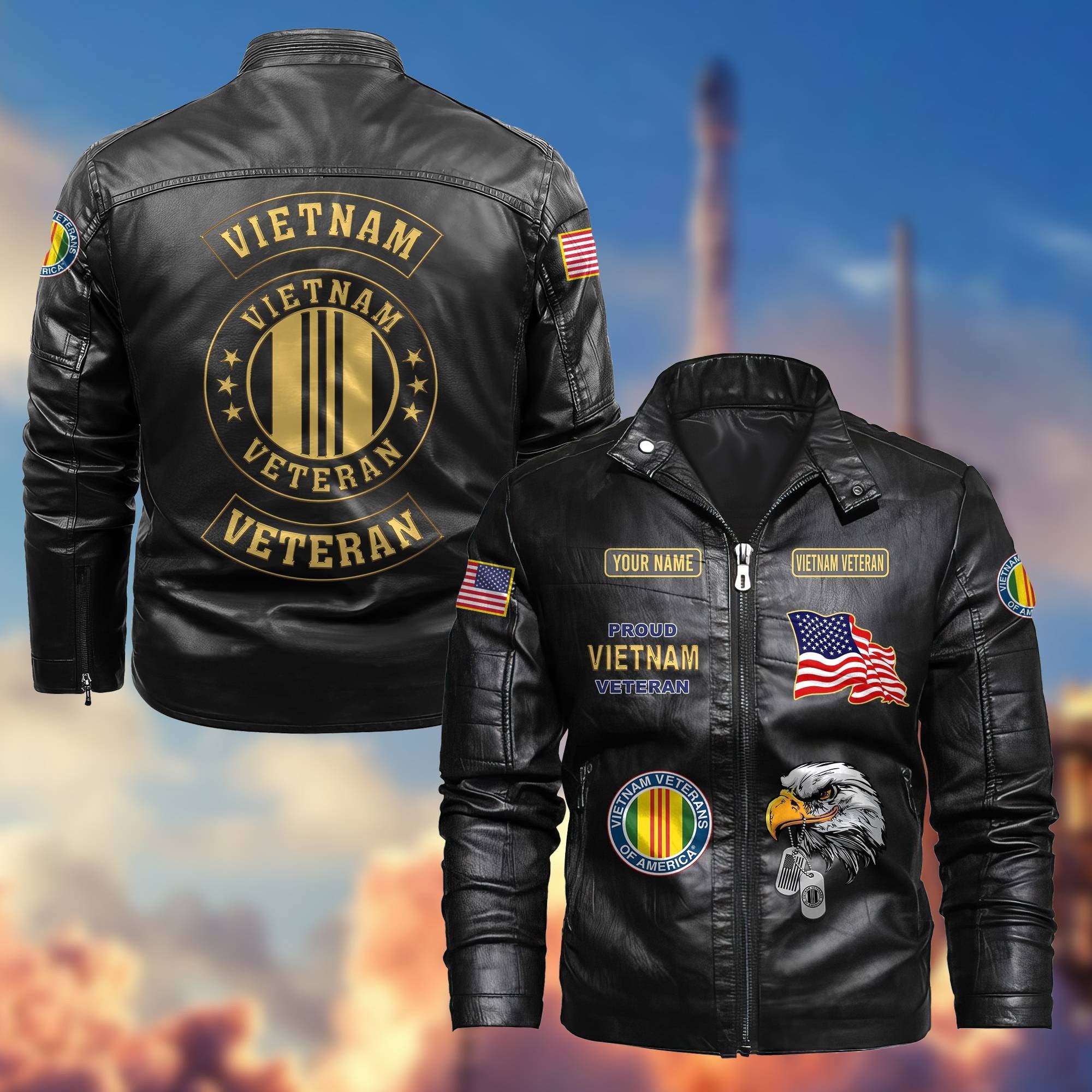 Premium Personalized US Veterans Leather Jackets BPVC231001, Gifts For US Veterans