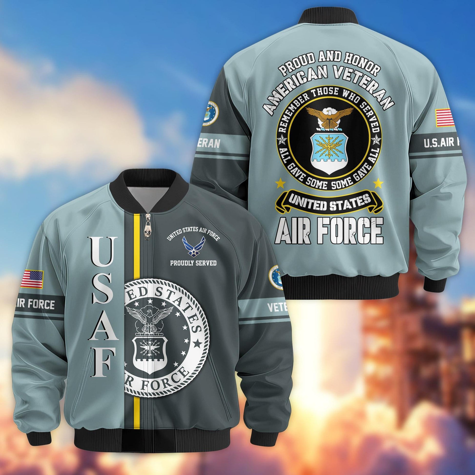 Premium Proudly Served US Veterans Bomber Jacket APHN271211, Gifts For US Veterans
