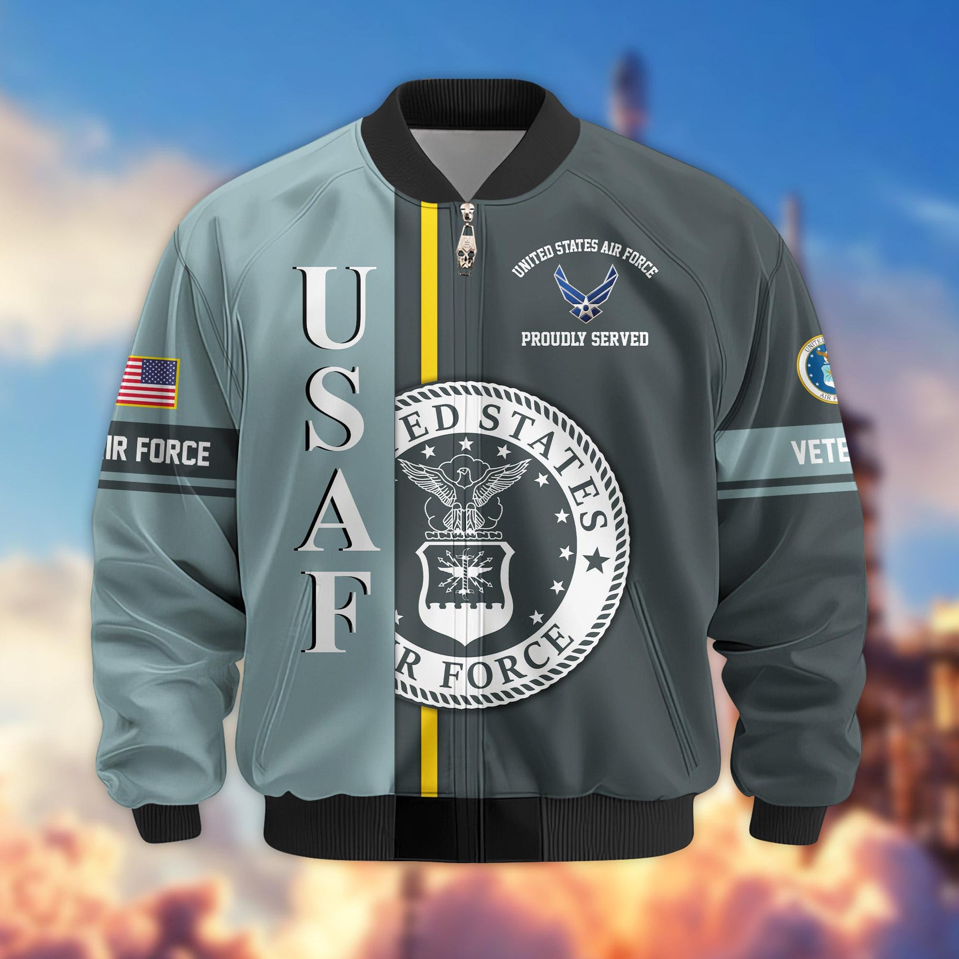 Premium Proudly Served US Veterans Bomber Jacket APHN271211, Gifts For US Veterans