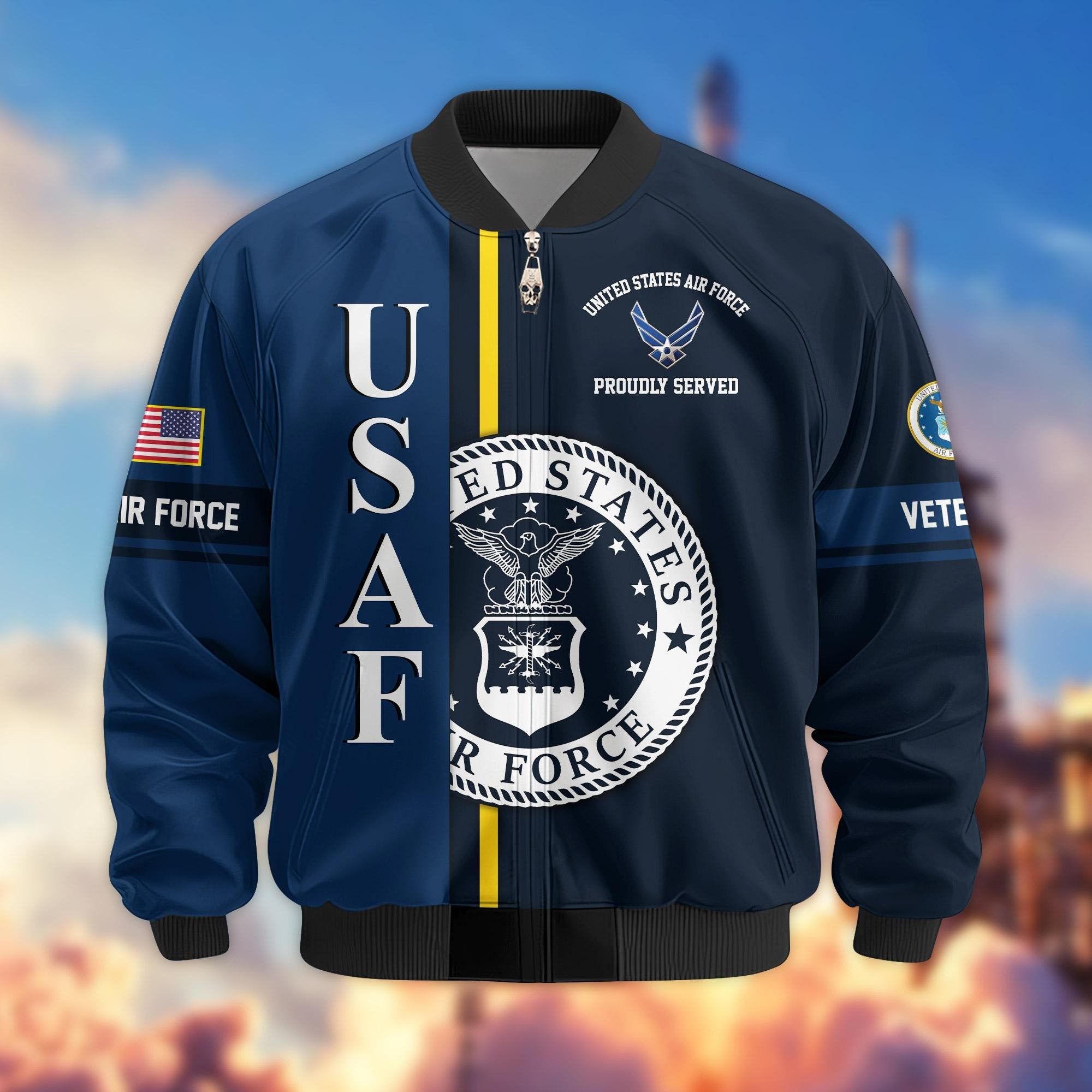 Premium Proudly Served US Veterans Bomber Jacket APHN271211, Gifts For US Veterans