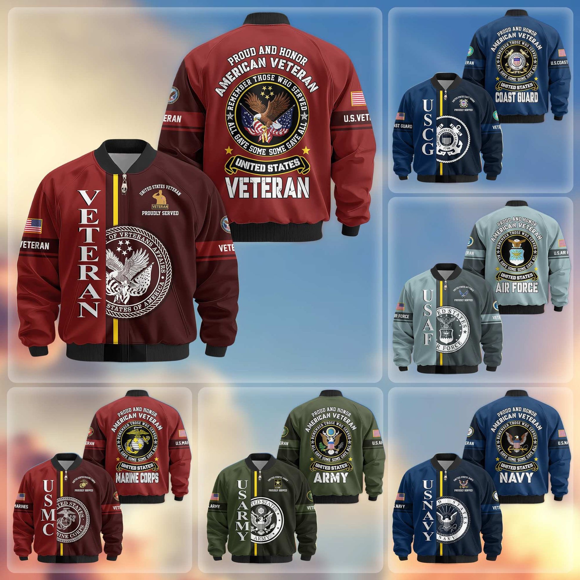 Premium Proudly Served US Veterans Bomber Jacket APHN271211, Gifts For US Veterans