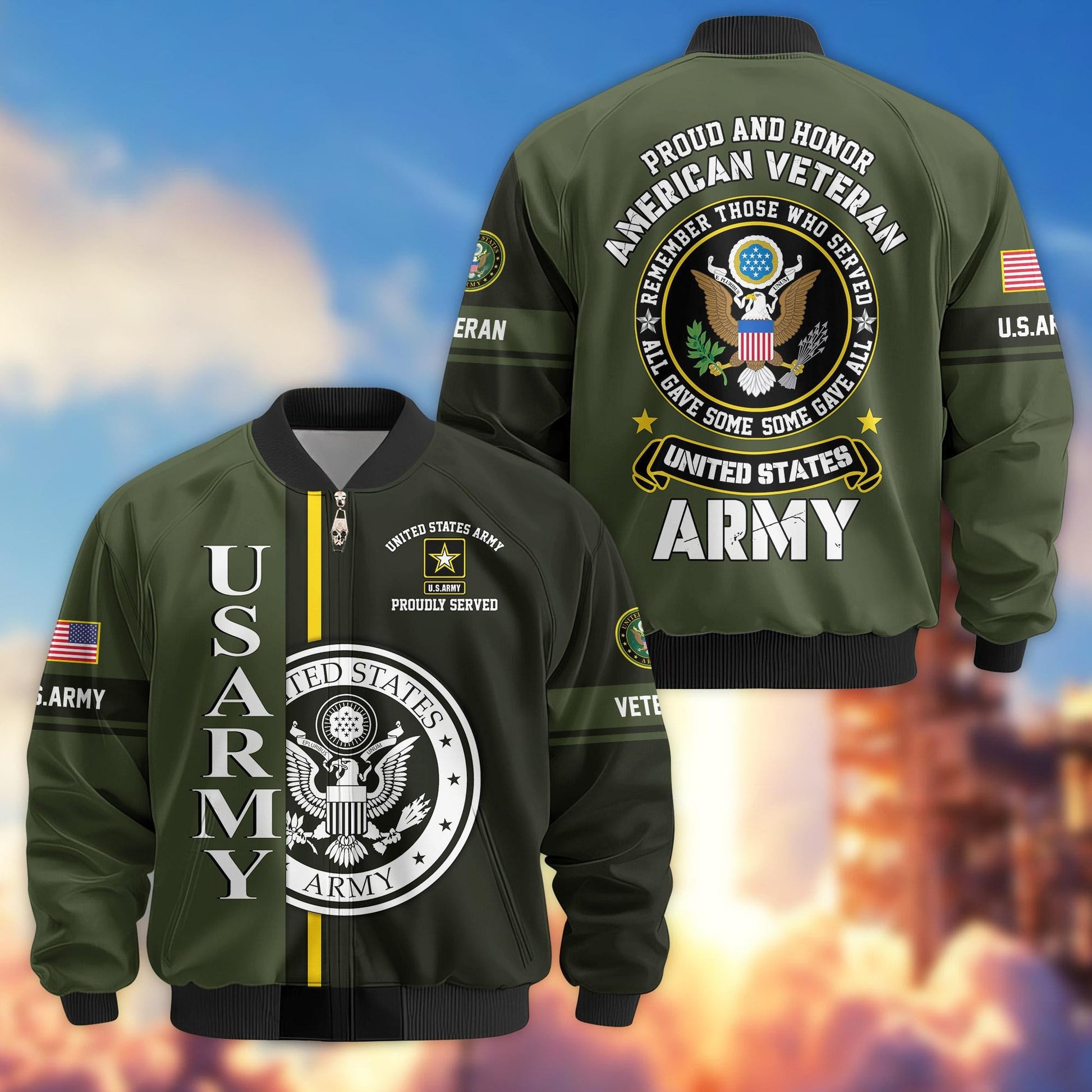 Premium Proudly Served US Veterans Bomber Jacket APHN271211, Gifts For US Veterans