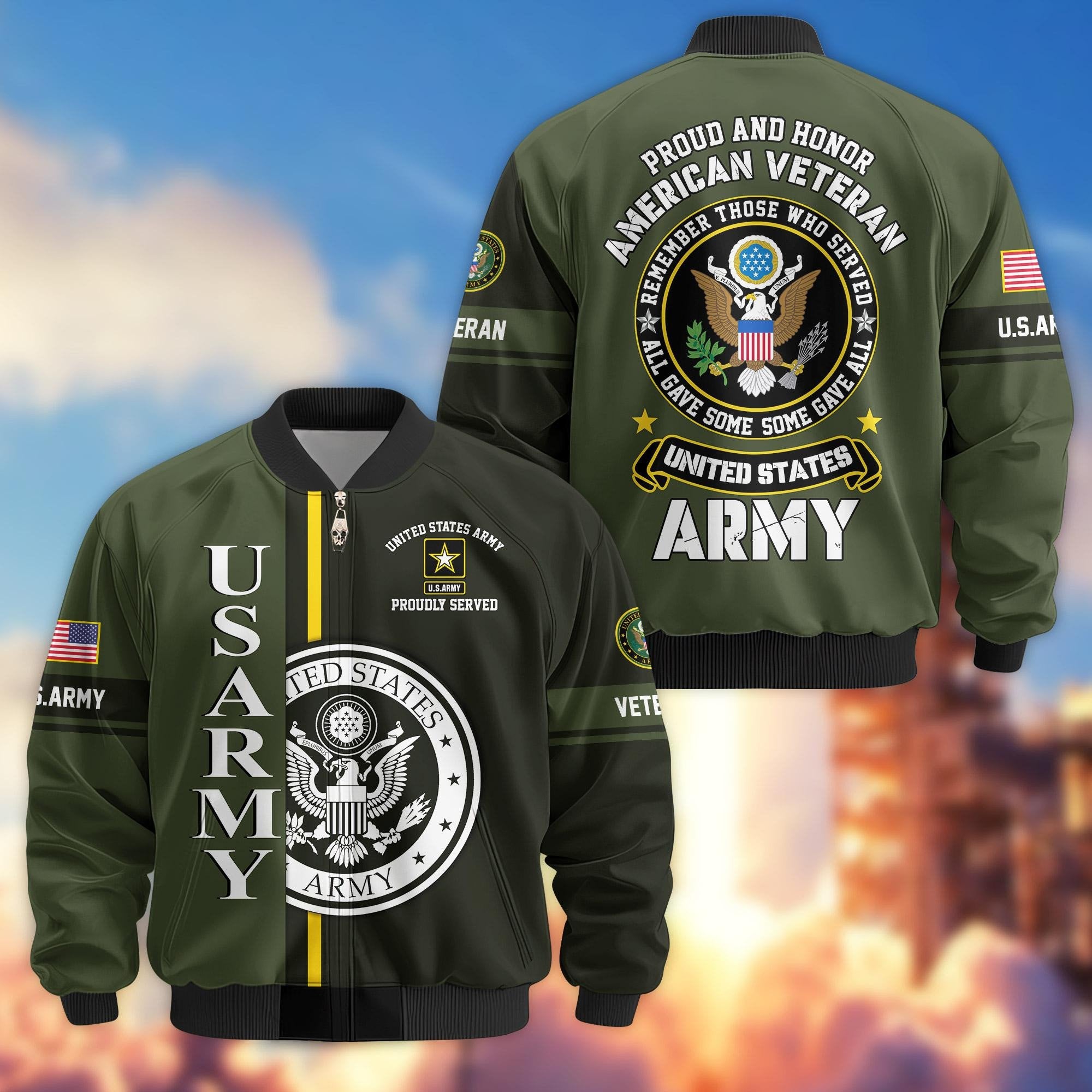 Premium Proudly Served US Veterans Bomber Jacket APHN271211, Gifts For US Veterans