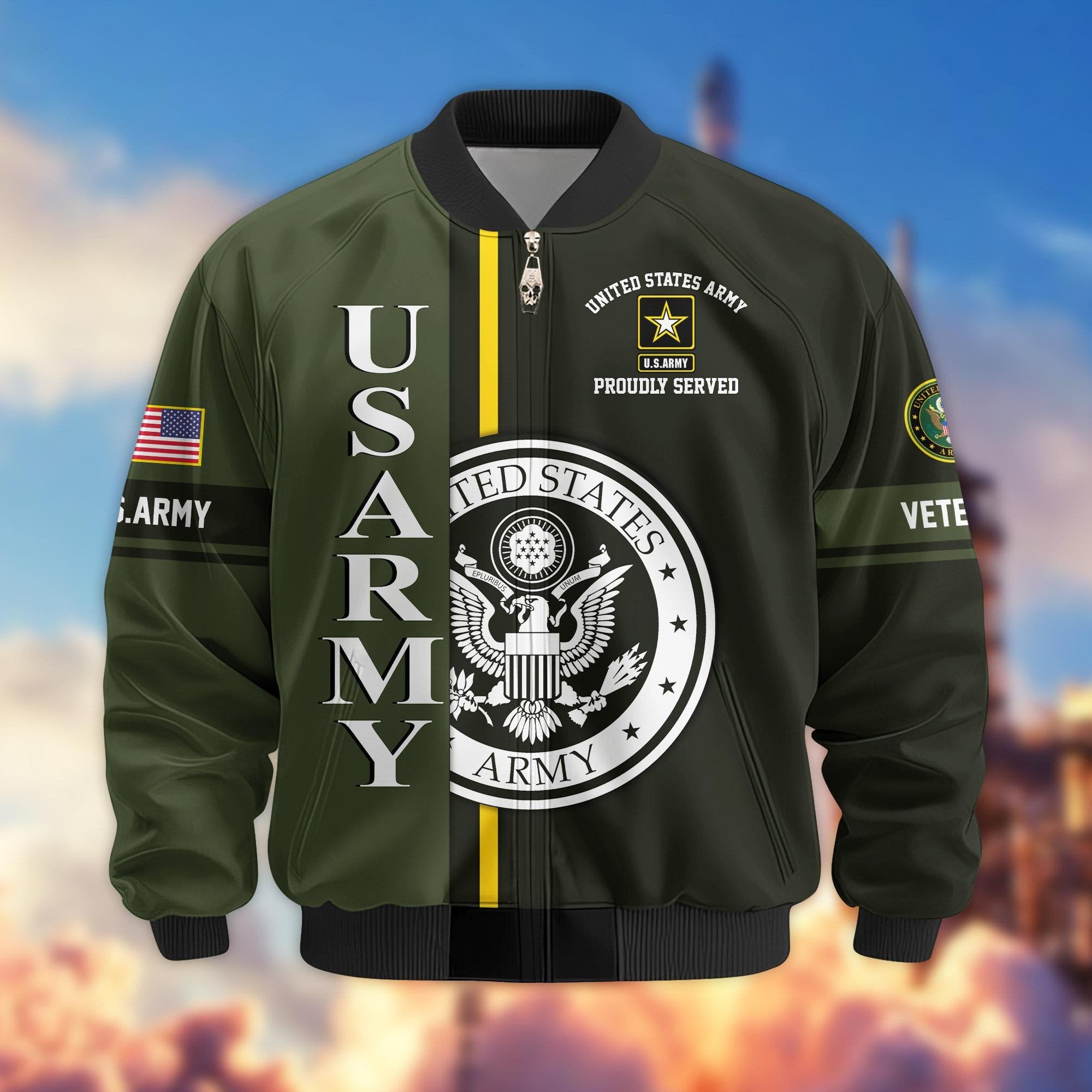 Premium Proudly Served US Veterans Bomber Jacket APHN271211, Gifts For US Veterans