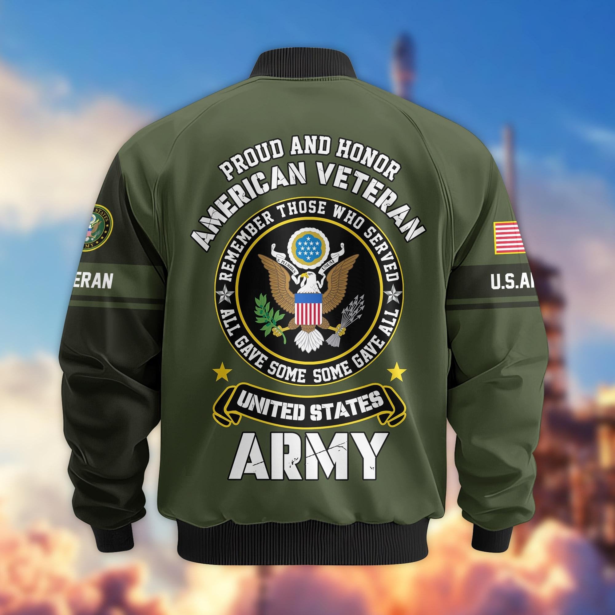 Premium Proudly Served US Veterans Bomber Jacket APHN271211, Gifts For US Veterans