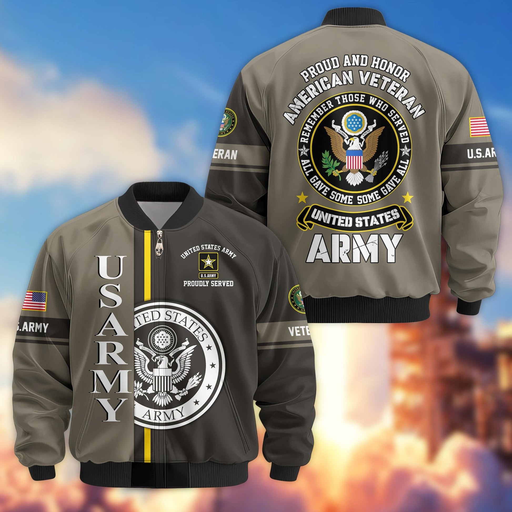 Premium Proudly Served US Veterans Bomber Jacket APHN271211, Gifts For US Veterans
