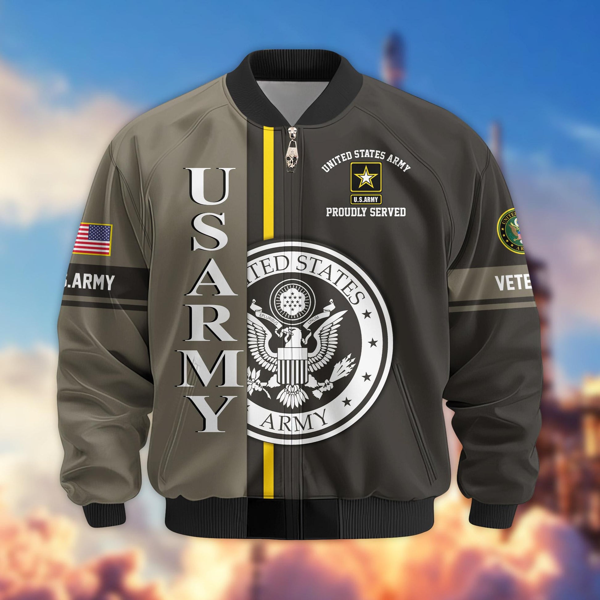 Premium Proudly Served US Veterans Bomber Jacket APHN271211, Gifts For US Veterans
