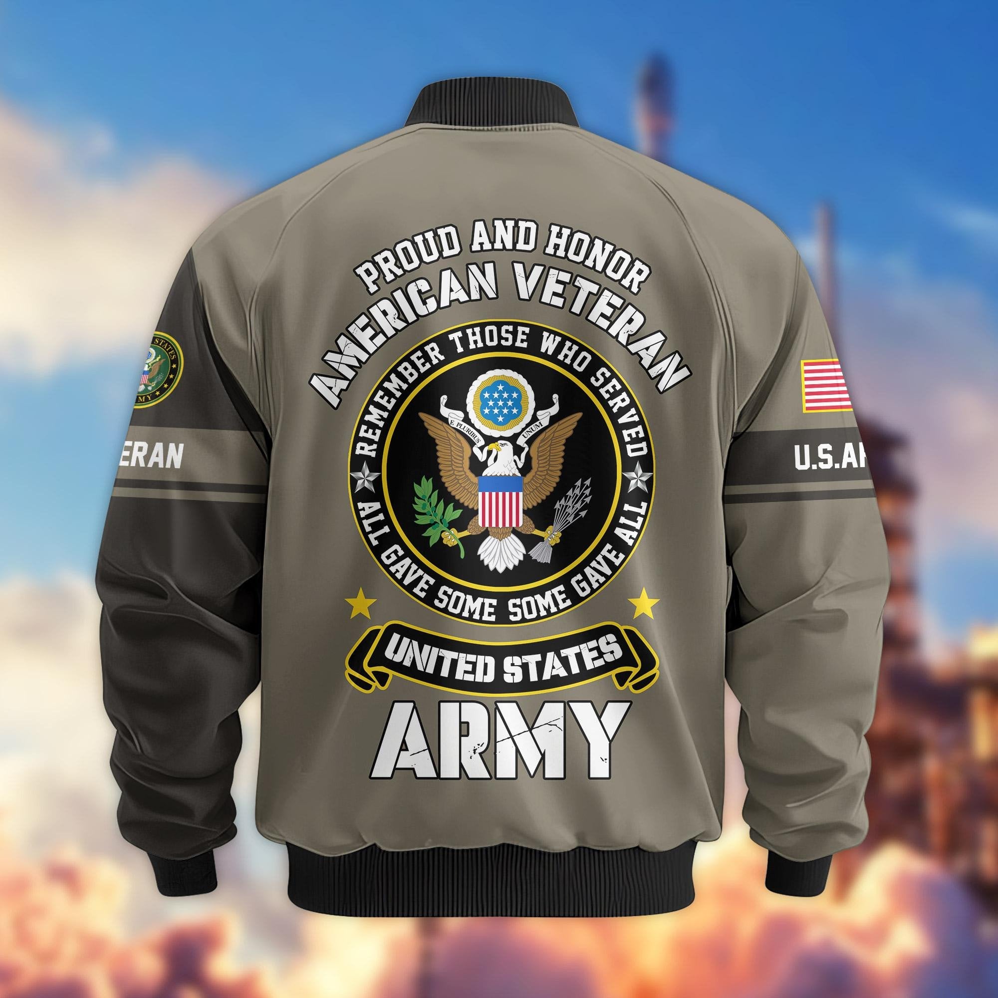 Premium Proudly Served US Veterans Bomber Jacket APHN271211, Gifts For US Veterans