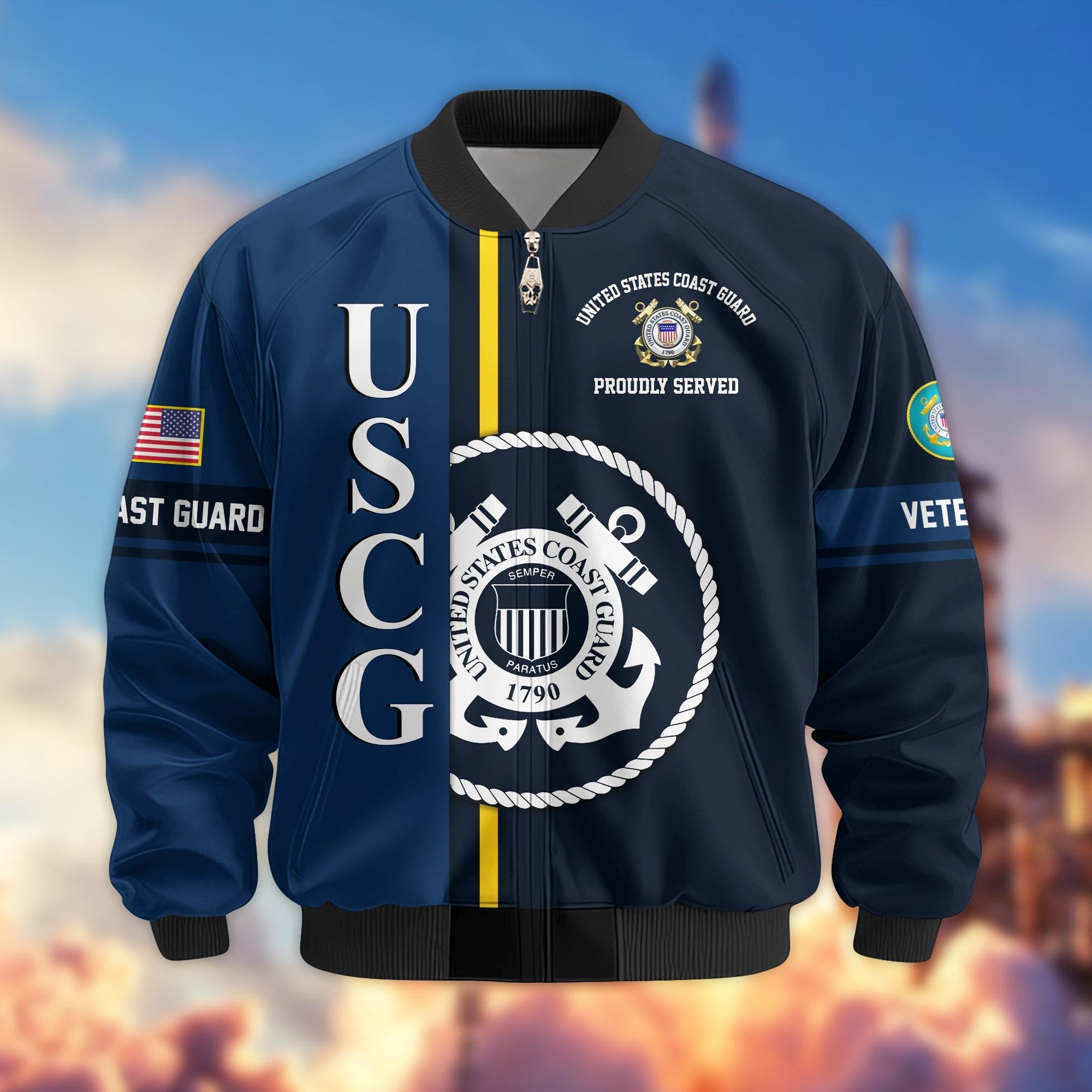 Premium Proudly Served US Veterans Bomber Jacket APHN271211, Gifts For US Veterans