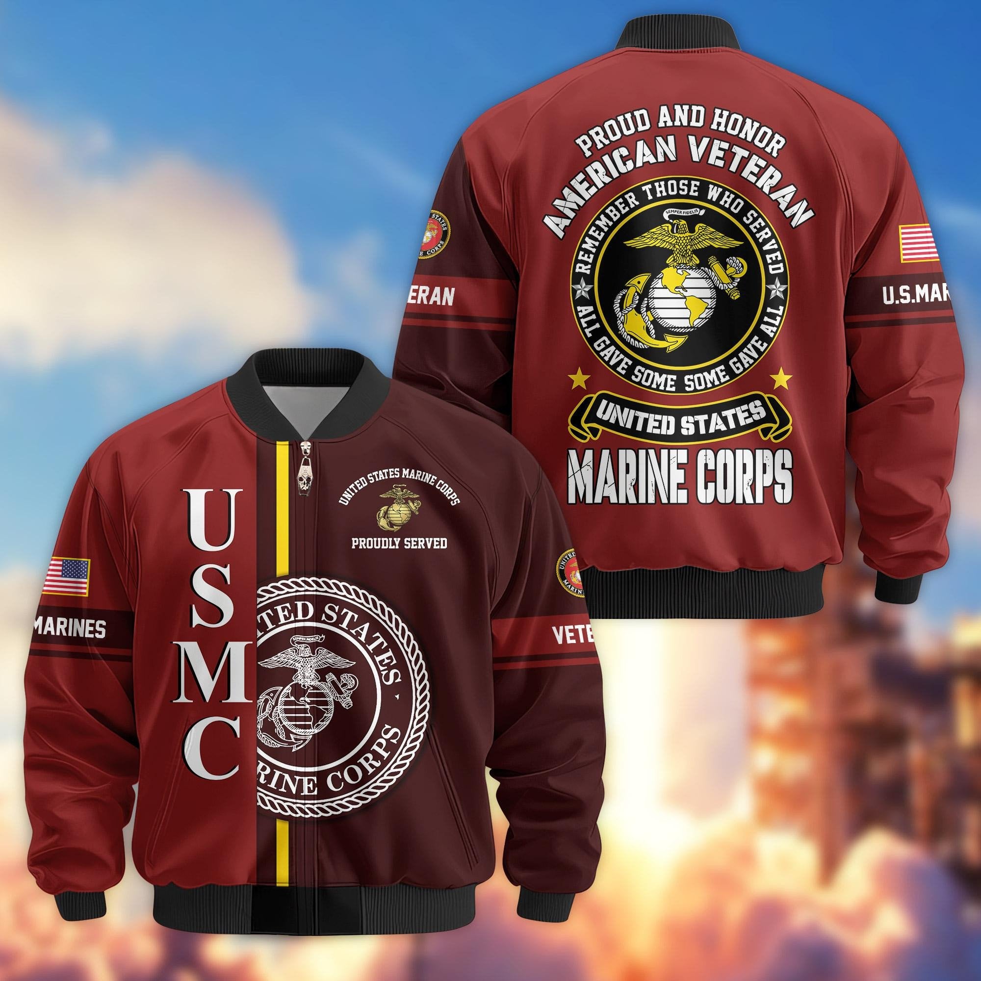 Premium Proudly Served US Veterans Bomber Jacket APHN271211, Gifts For US Veterans