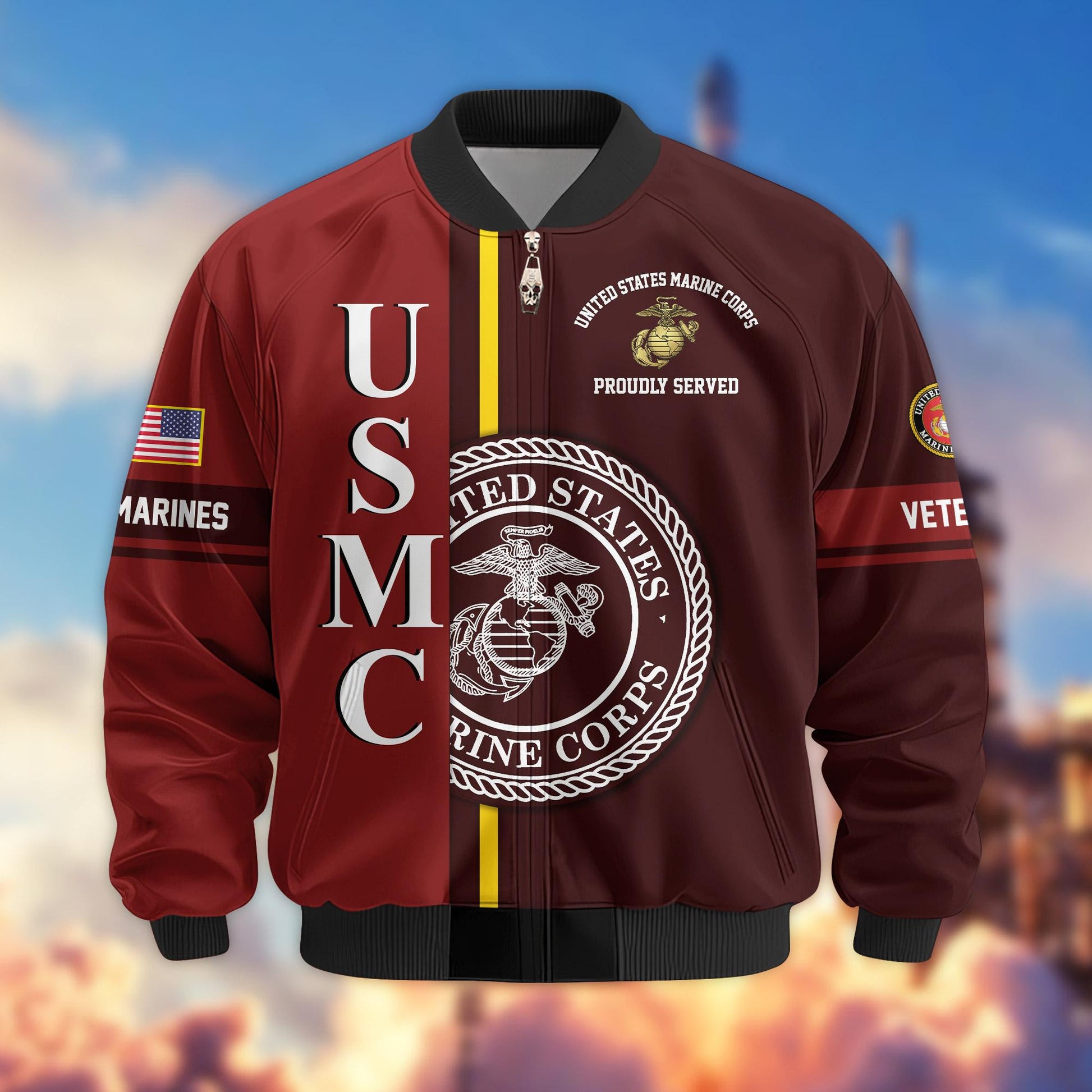 Premium Proudly Served US Veterans Bomber Jacket APHN271211, Gifts For US Veterans