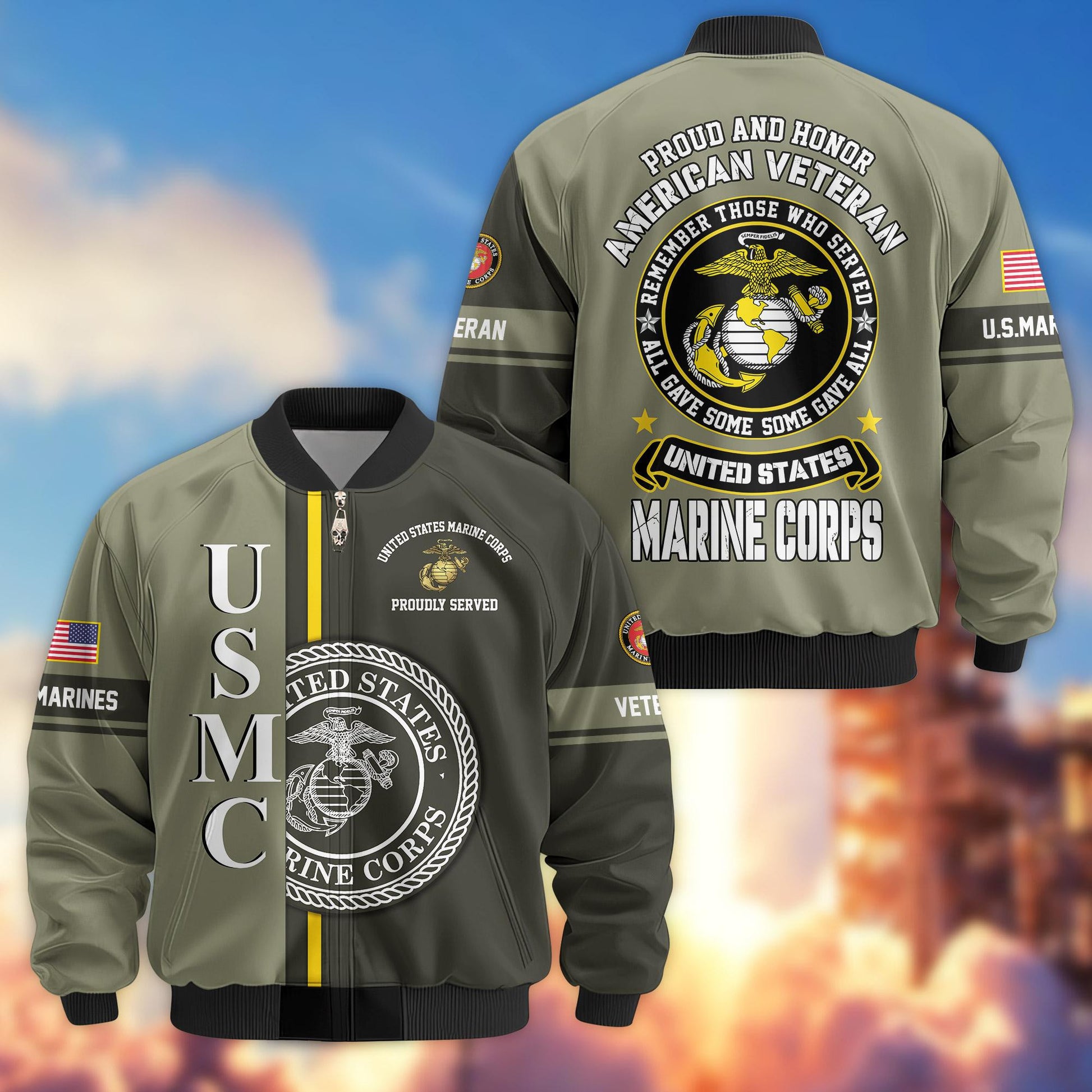 Premium Proudly Served US Veterans Bomber Jacket APHN271211, Gifts For US Veterans
