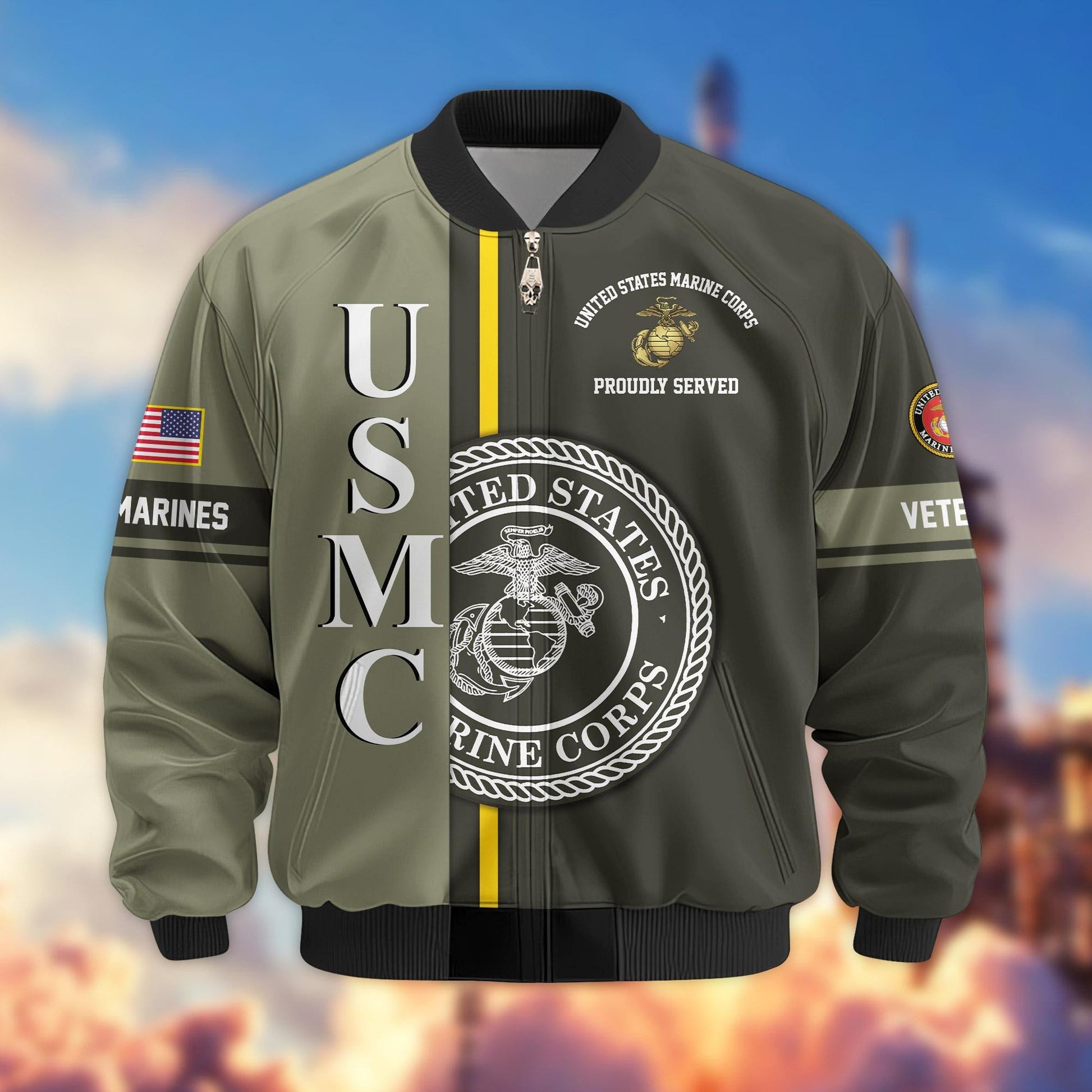 Premium Proudly Served US Veterans Bomber Jacket APHN271211, Gifts For US Veterans