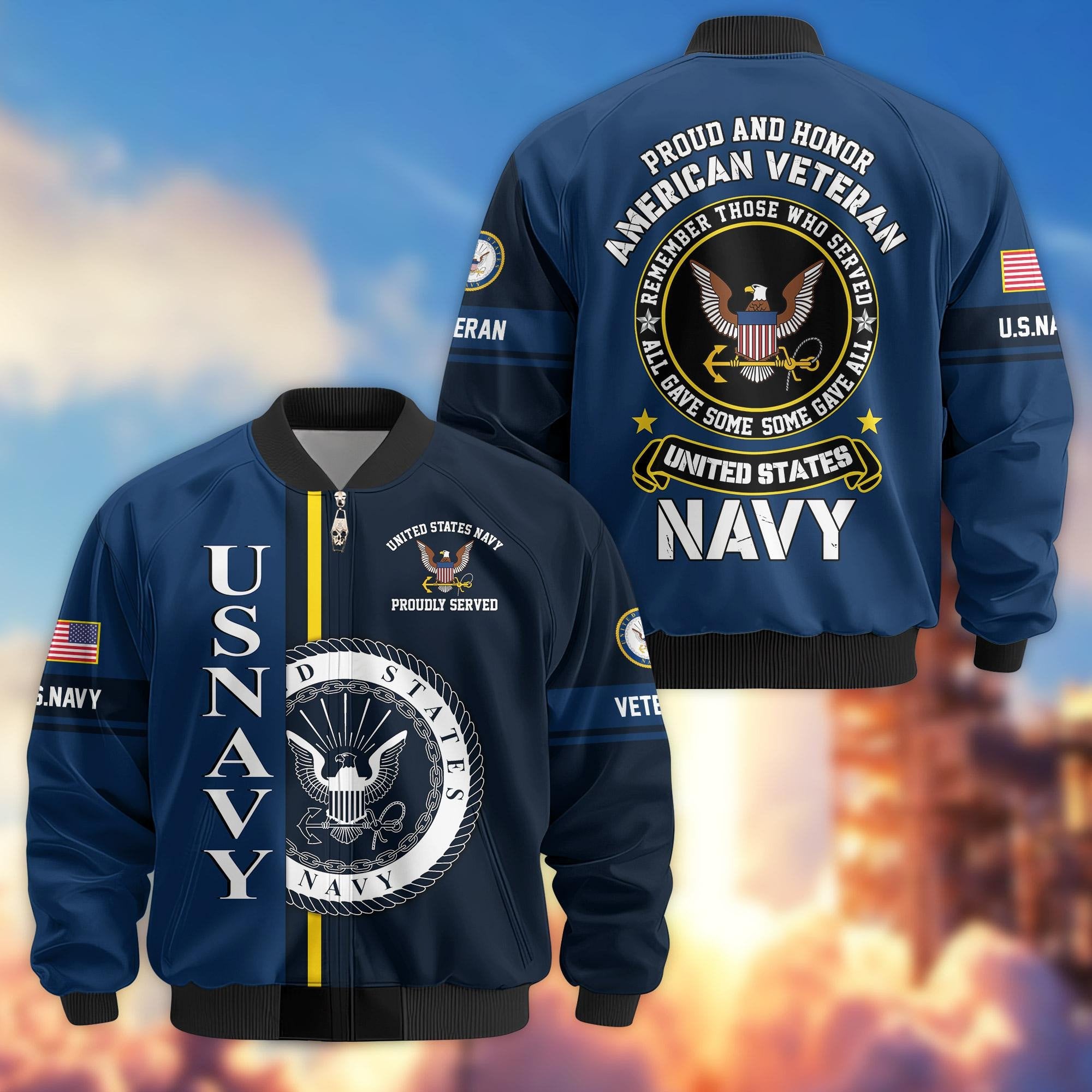 Premium Proudly Served US Veterans Bomber Jacket APHN271211, Gifts For US Veterans