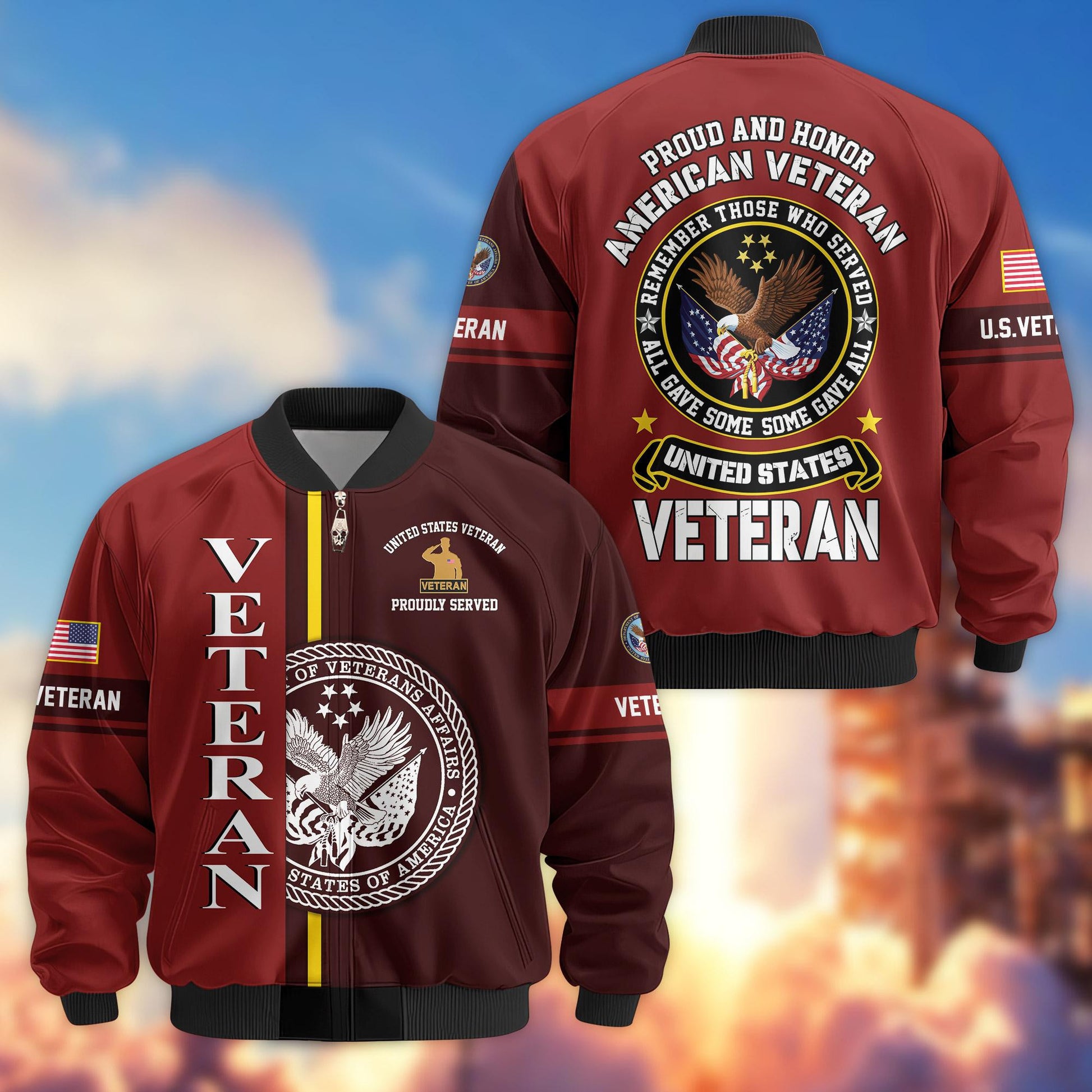 Premium Proudly Served US Veterans Bomber Jacket APHN271211, Gifts For US Veterans