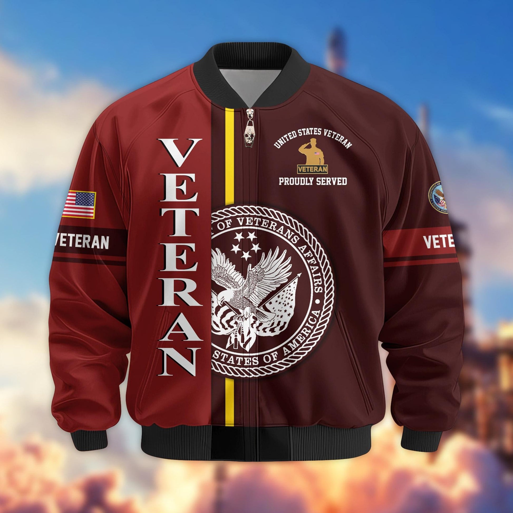 Premium Proudly Served US Veterans Bomber Jacket APHN271211, Gifts For US Veterans